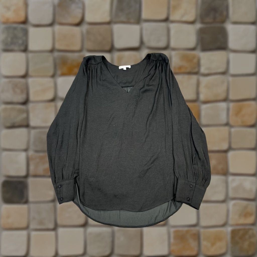 Vintage Maison D'Amelie Shirt Womens XL Black Blouse V-Neck Pullover Casual Short Sleeve? Size XL / US 12-14 / IT 48-50 - 1 Thumbnail