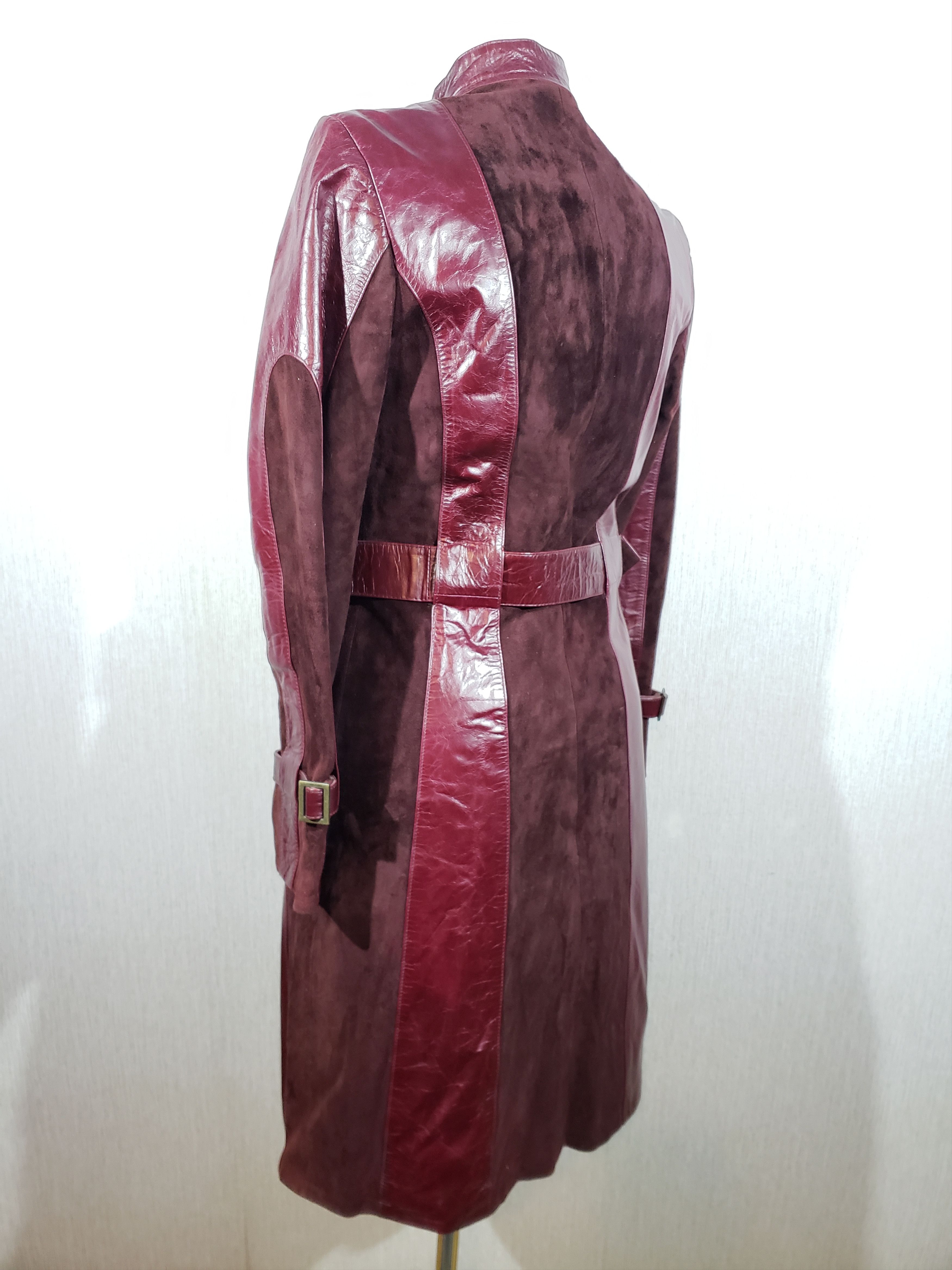 Uniqlo Cute women's long burgundy leather jacket. Size S / US 4 / IT 40 - 6 Thumbnail