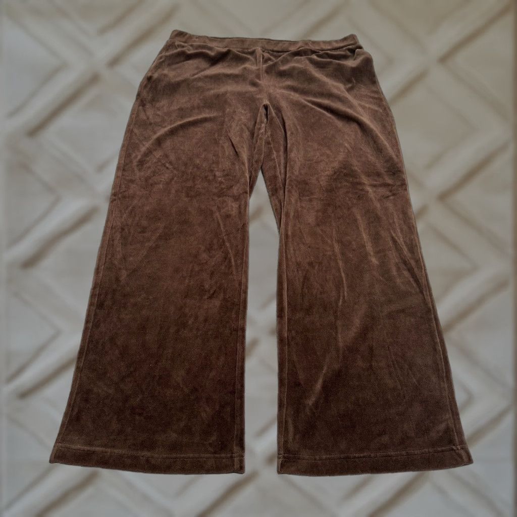 Charter Club Charter Club Sweatpants Velour Wide Leg Womens Large Brown 36x28 Pull On Casual Size 36" / US 14 / IT 50 - 1 Thumbnail