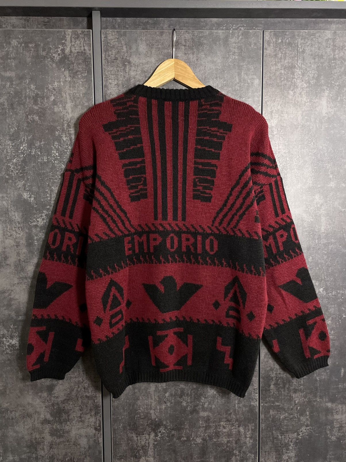 Emporio Armani Vintage 80s Aztec Emporio Armani Knit Sweater Hedi YSL RRL Size US L / EU 52-54 / 3 - 9 Thumbnail