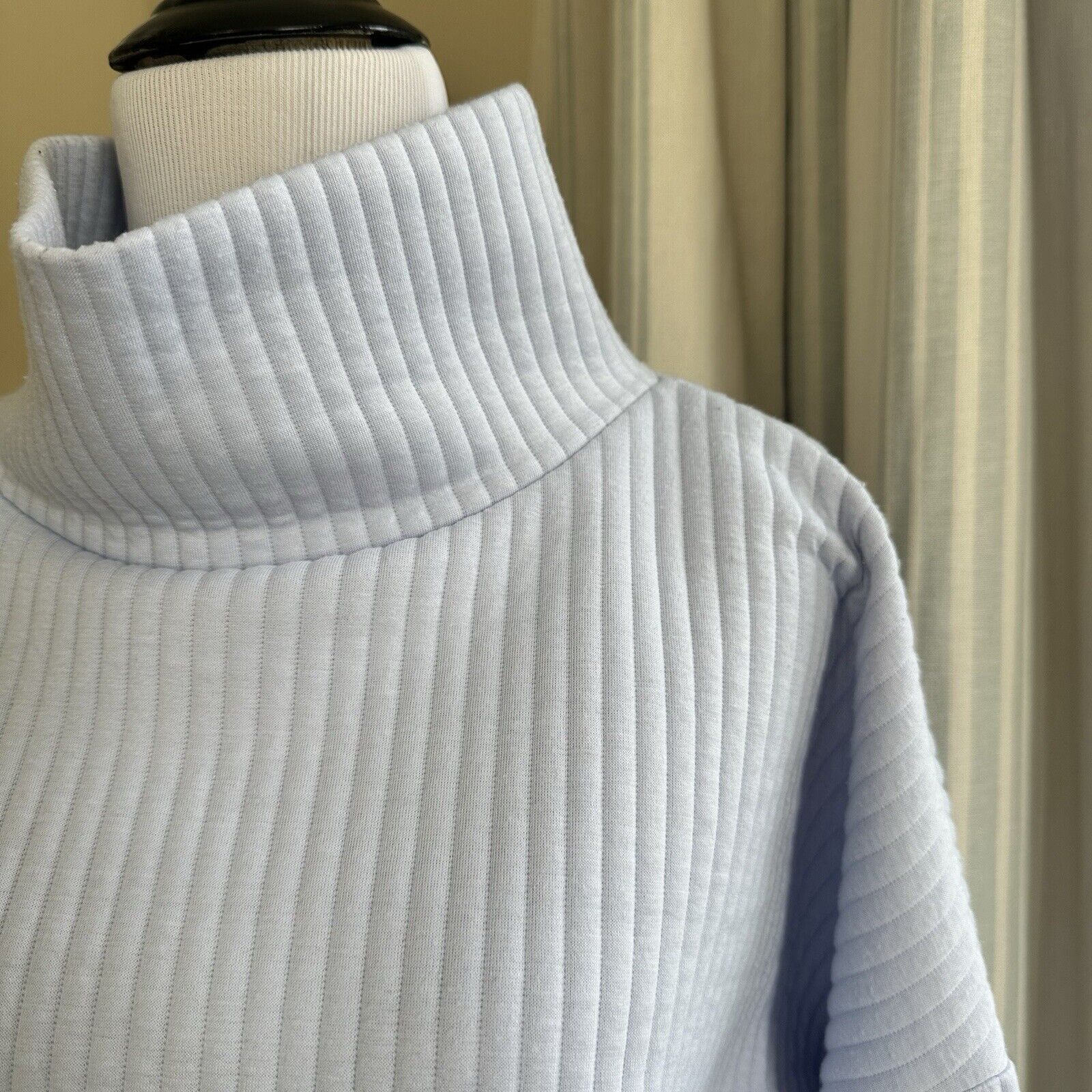 Other Mock Neck Relaxed Blue Striped Sweater Balloon Sleeves M Size M / US 6-8 / IT 42-44 - 2 Thumbnail