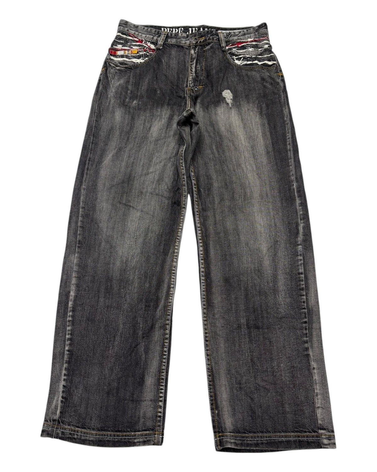Hysteric Glamour × JNCO × Pepe Jeans 🔥VINTAGE PEPE JEANS BAGGY JEANS EMBROIDERY DISTRESSED DENIM Size US 36 / EU 52 - 2 Thumbnail
