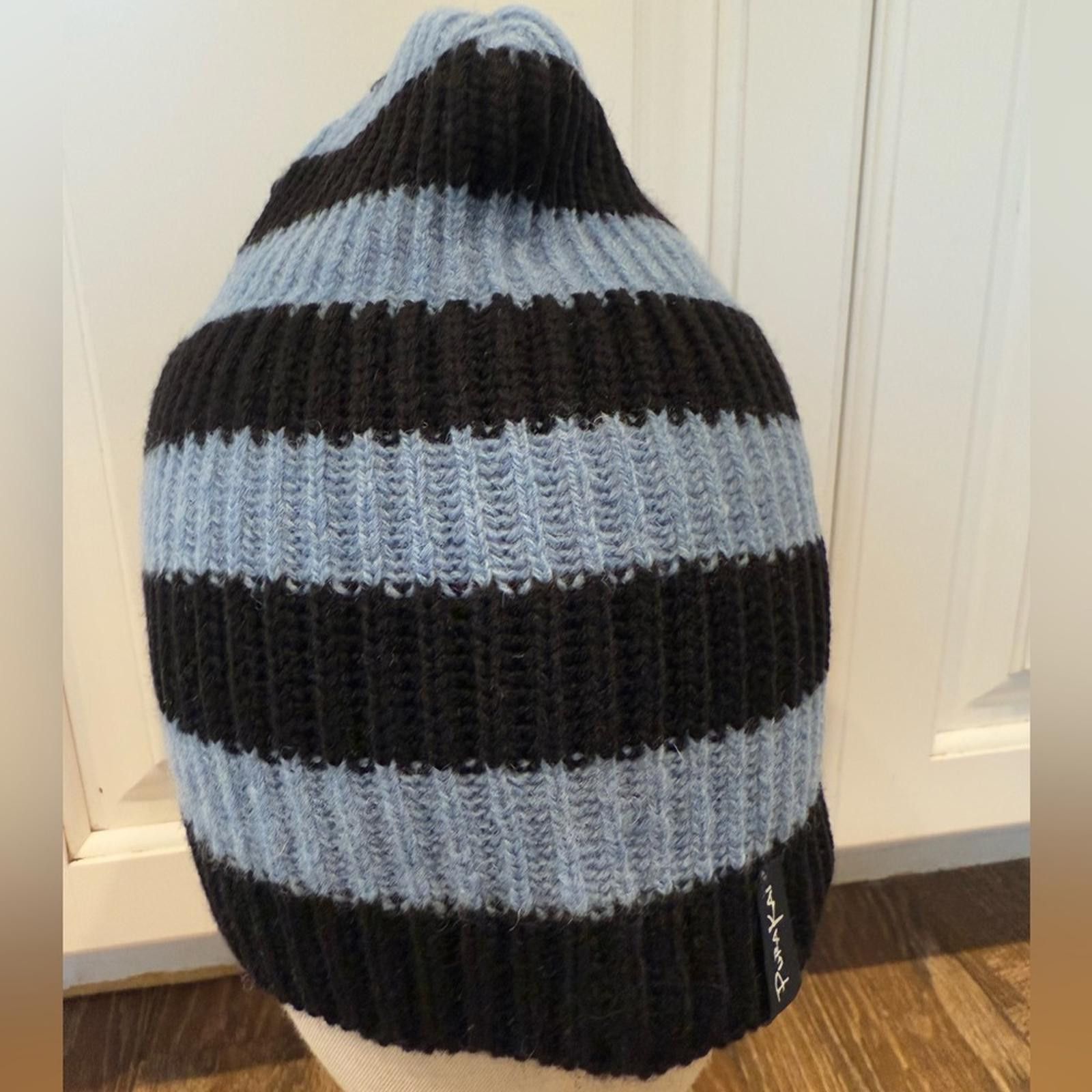 Puritan Purakan wool knit beanie blue black stripes Size ONE SIZE - 5 Thumbnail
