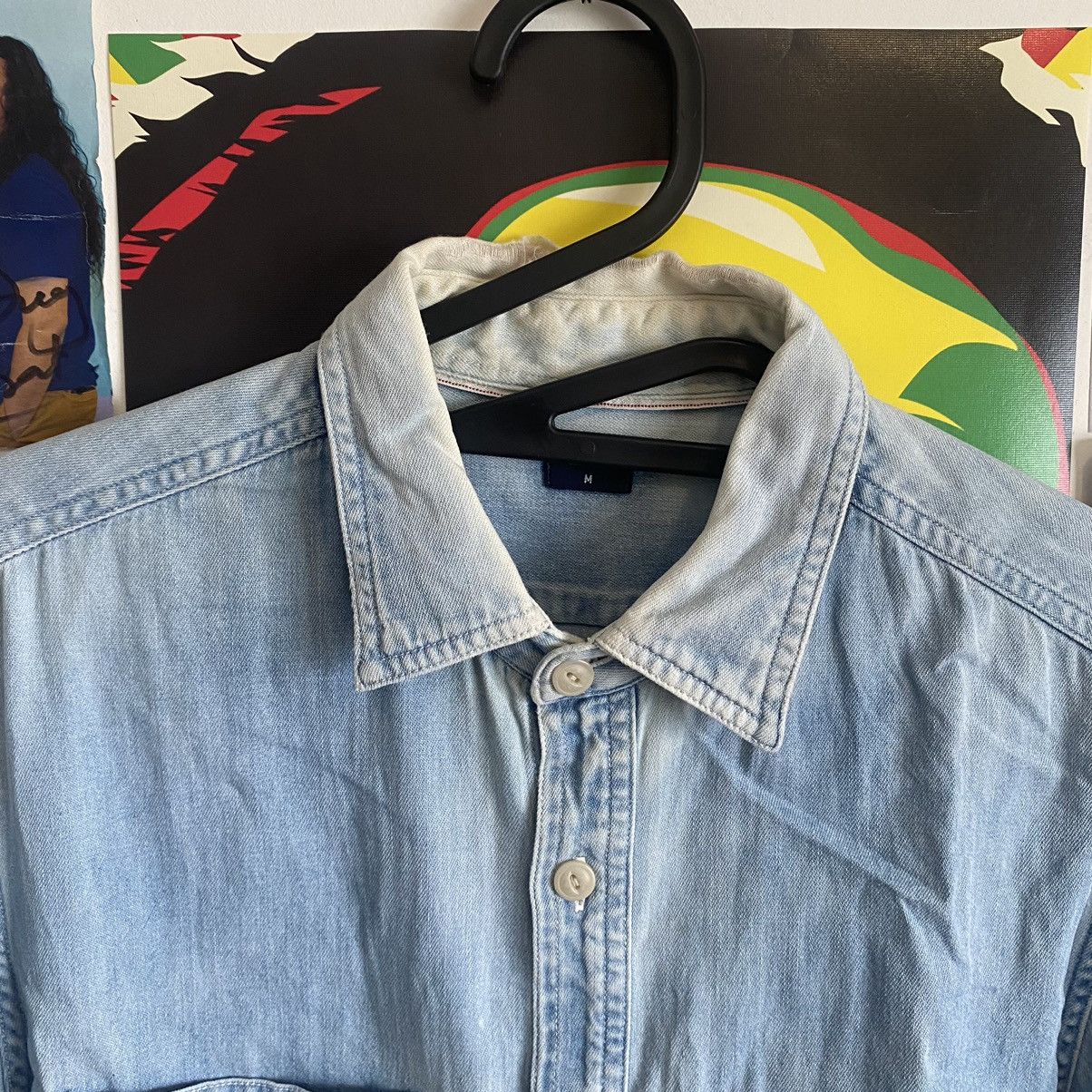 Uniqlo Vintage Uniqlo Selvedge Washed Blue Button Down Shirts Size US M / EU 48-50 / 2 - 6 Thumbnail