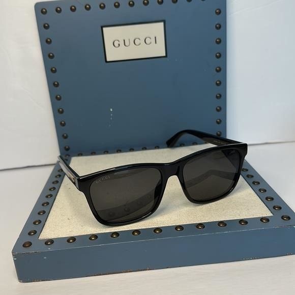 Gucci New - GUCCI Grey Rectangular Men's Sunglasses GG0746S 001 5 Size ONE SIZE - 11 Thumbnail