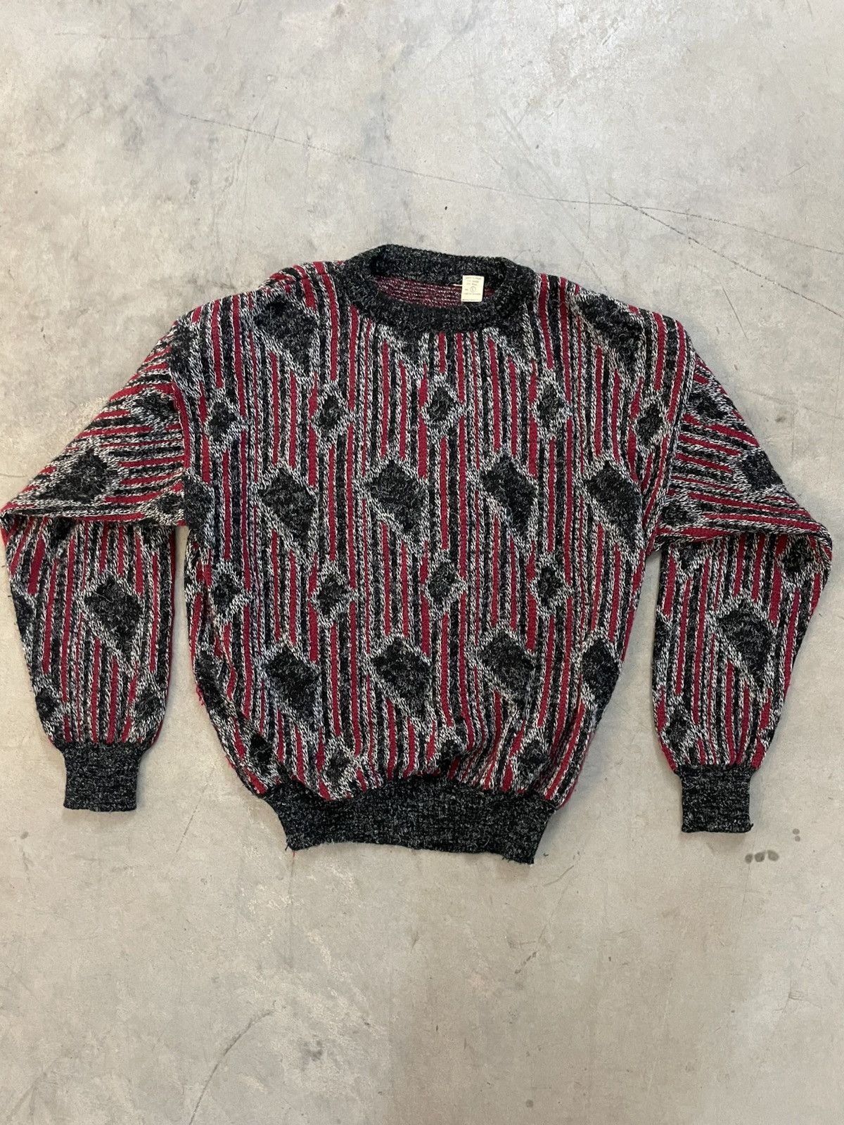 Vintage ULTRA RARE 90S Made in Italy red knitwear wool sweater Size US L / EU 52-54 / 3 - 1 Thumbnail
