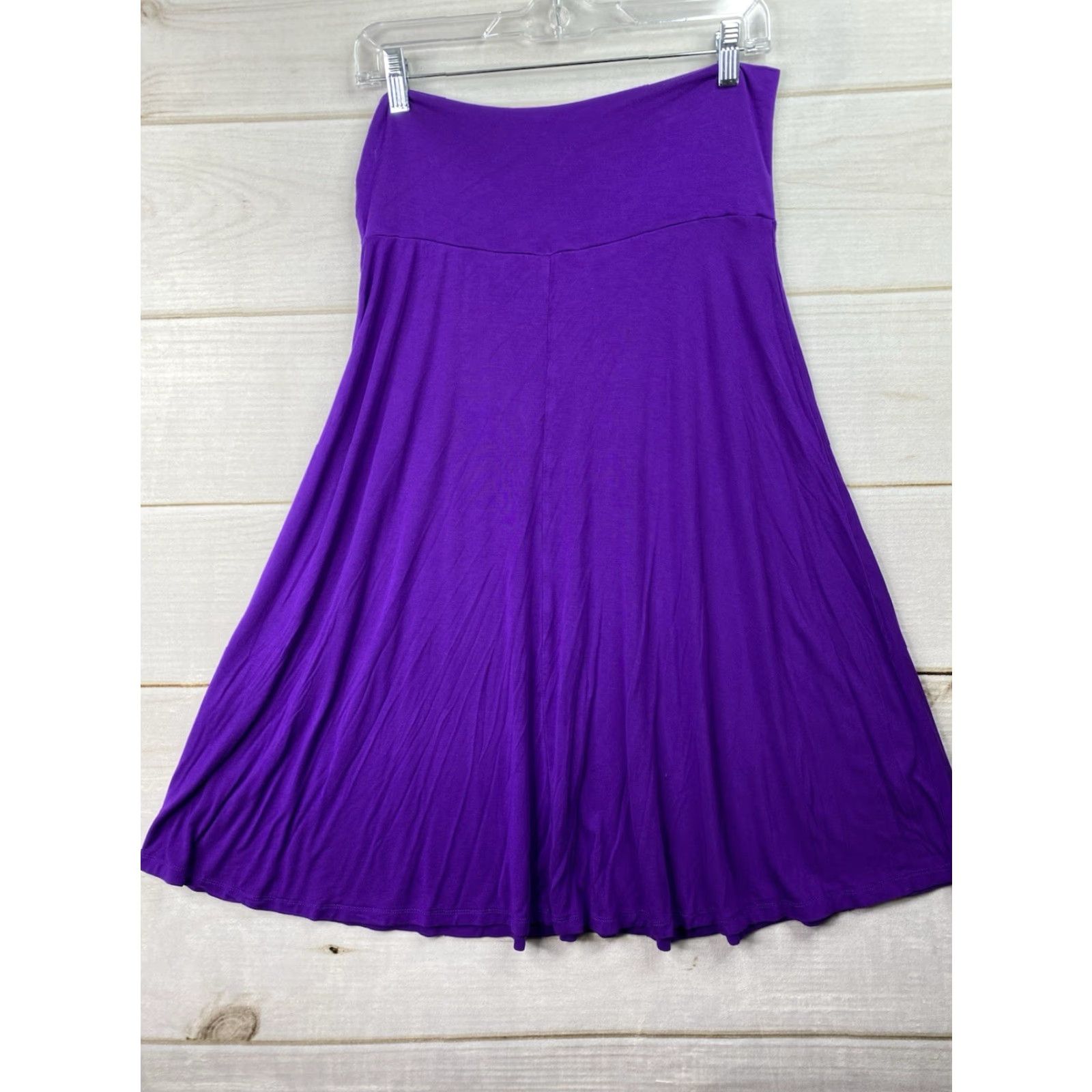 Vintage Lock & Love Skirt Womens L Purple A-Line Waist Foldover Knee Length casual stretch pull on Size 36" / US 14 / IT 50 - 7 Thumbnail