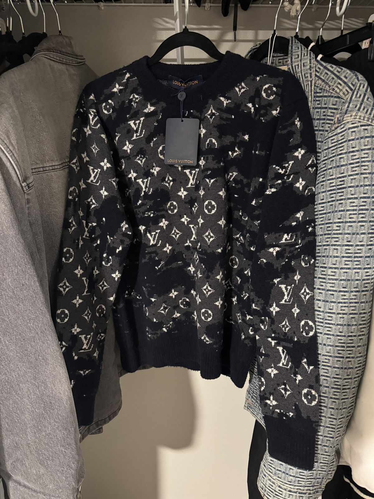 Louis Vuitton Distressed Monogram Logo knit sweaters