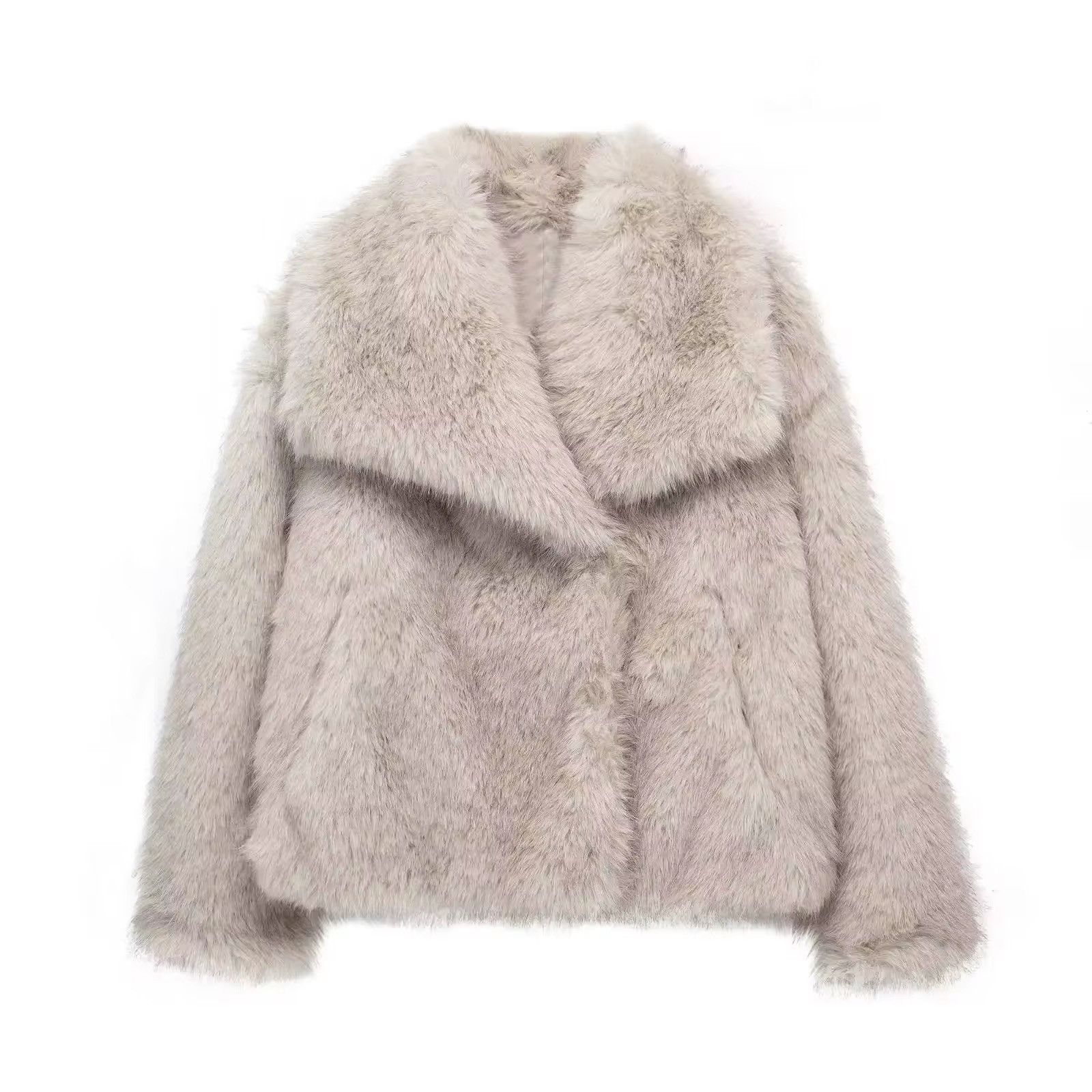 Other Loose Stand Collar Long Sleeve Faux Fur Jacket Size S / US 4 / IT 40 - 3 Thumbnail