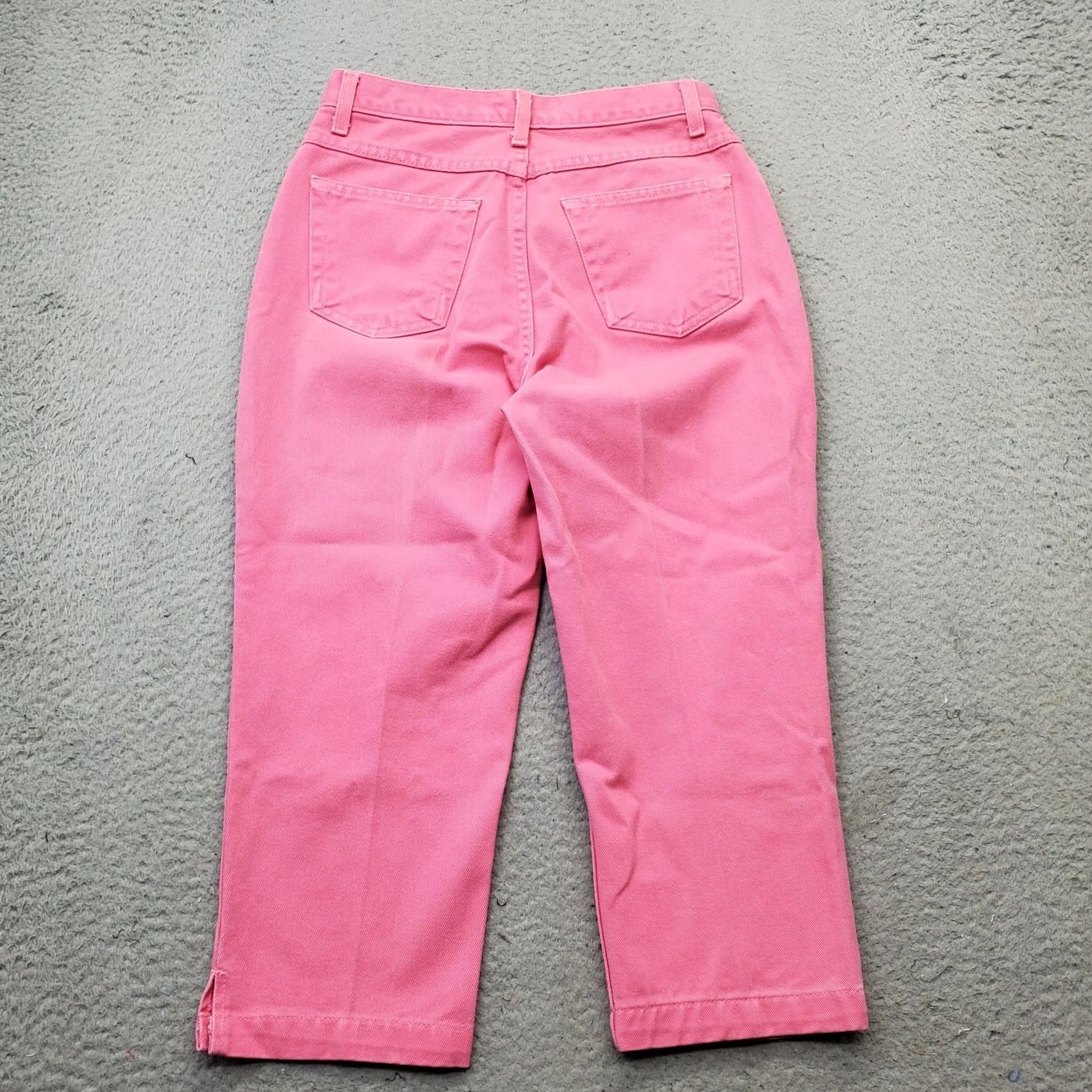 Pinko Jeanology Pink Cropped Jeans Womens 8 5-Pocket Straight Ankle Slit Medium Wash Denim 21 Inseam 27 In Waist Size 30" / US 8 / IT 44 - 2 Thumbnail