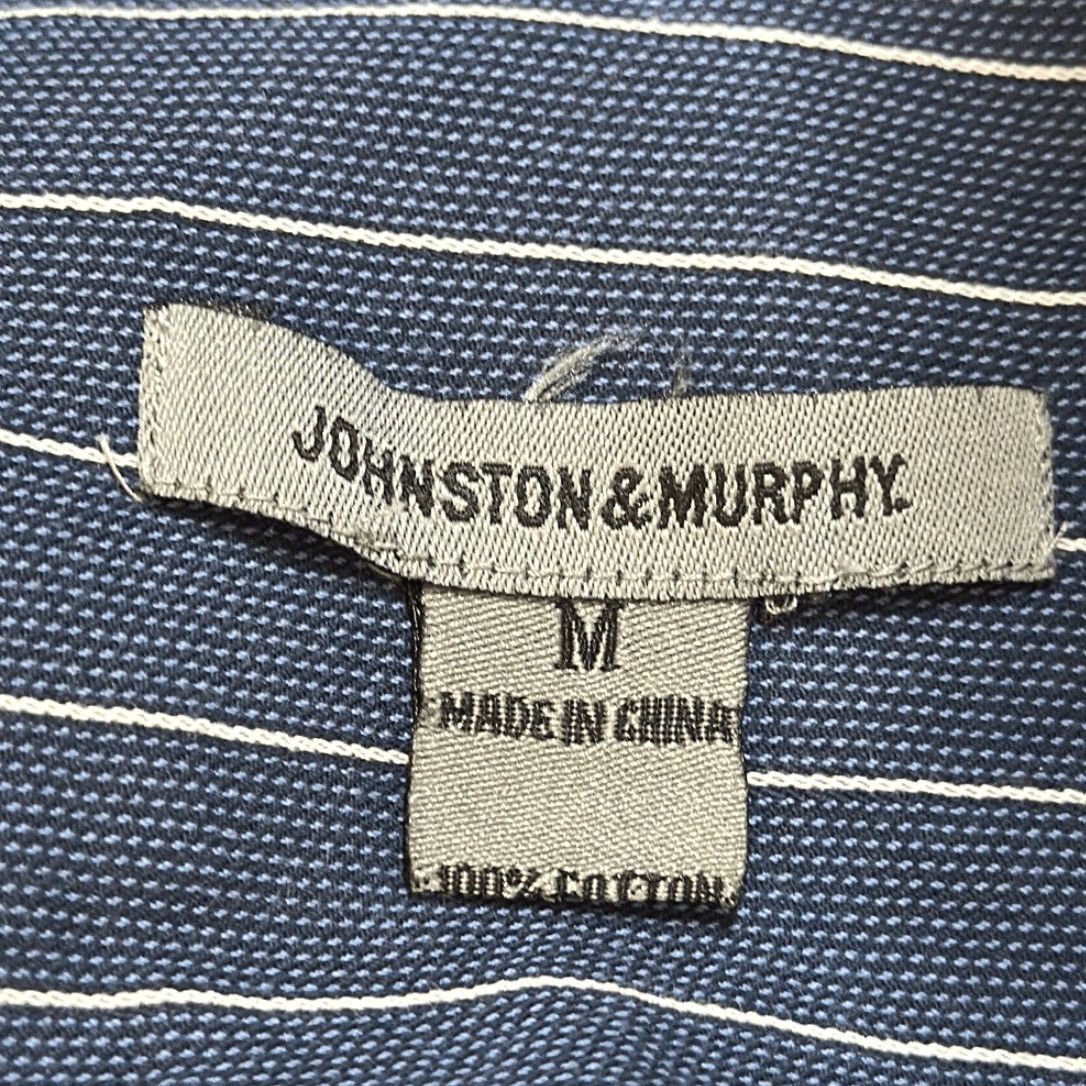Johnston & Murphy Johnston & Murphy Shirt Button-Down Mens M Cotton Blue White Striped Long Sleeve Multicolor Chest 24” Length 30” Sleeve 23” Size US M / EU 48-50 / 2 - 6 Thumbnail