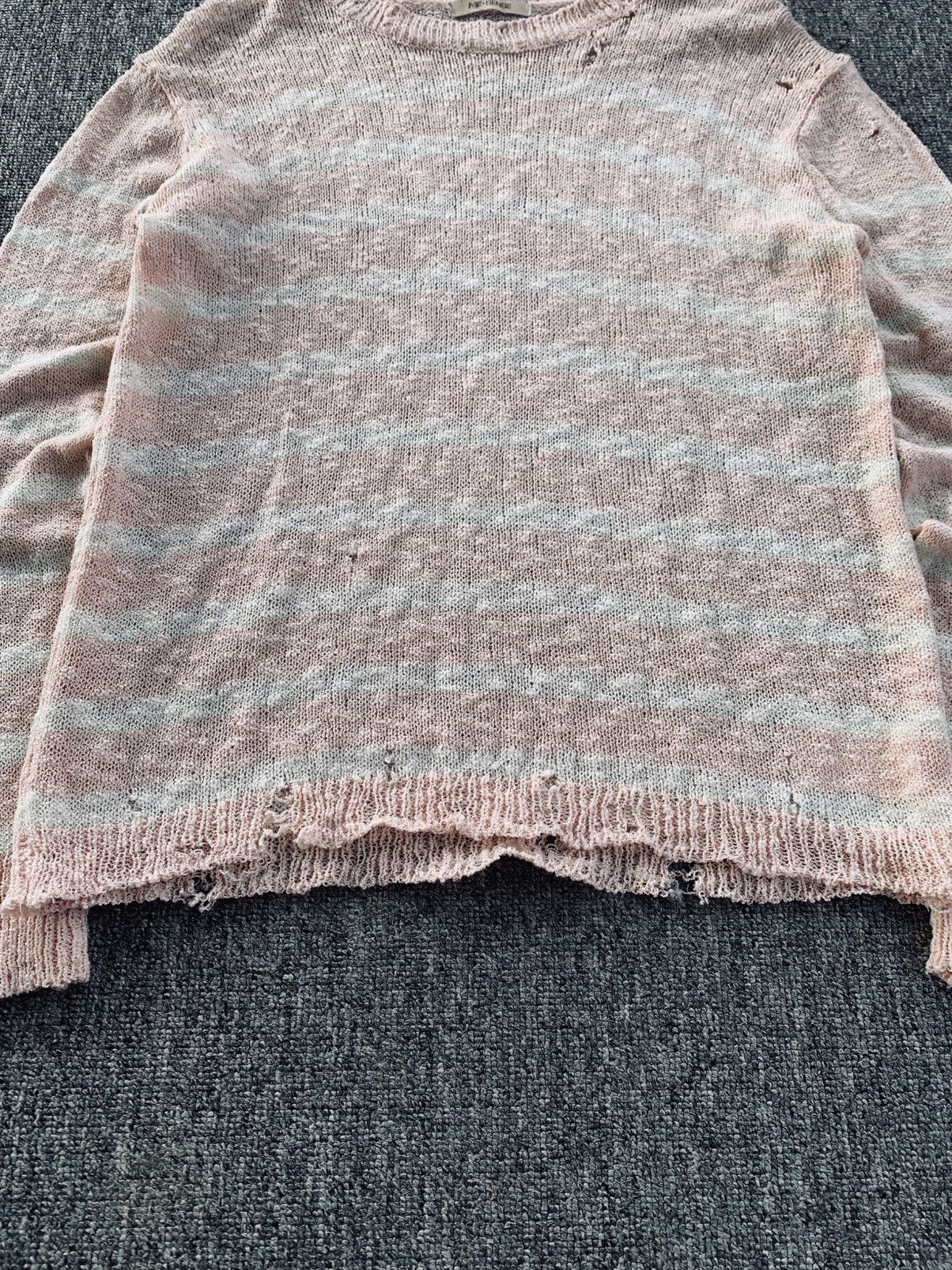 Japanese Brand Me Sense Punk Soft Pink Stripe Distressed Long Sleeve Size US S / EU 44-46 / 1 - 4 Thumbnail