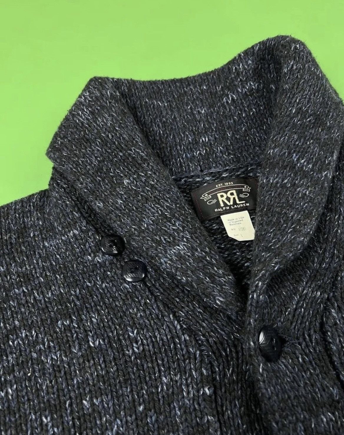 RRL Ralph Lauren RRL Double RL made in USA Wool Cotton Shawl Collar Cardigan Size US L / EU 52-54 / 3 - 6 Thumbnail