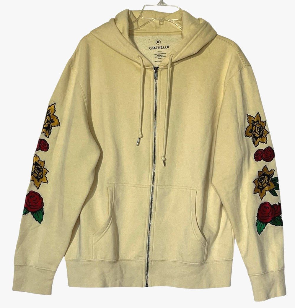 Coachella Coachella Ivory Embroidered Flowers Zip Hoodie Size US M / EU 48-50 / 2 - 2 Thumbnail