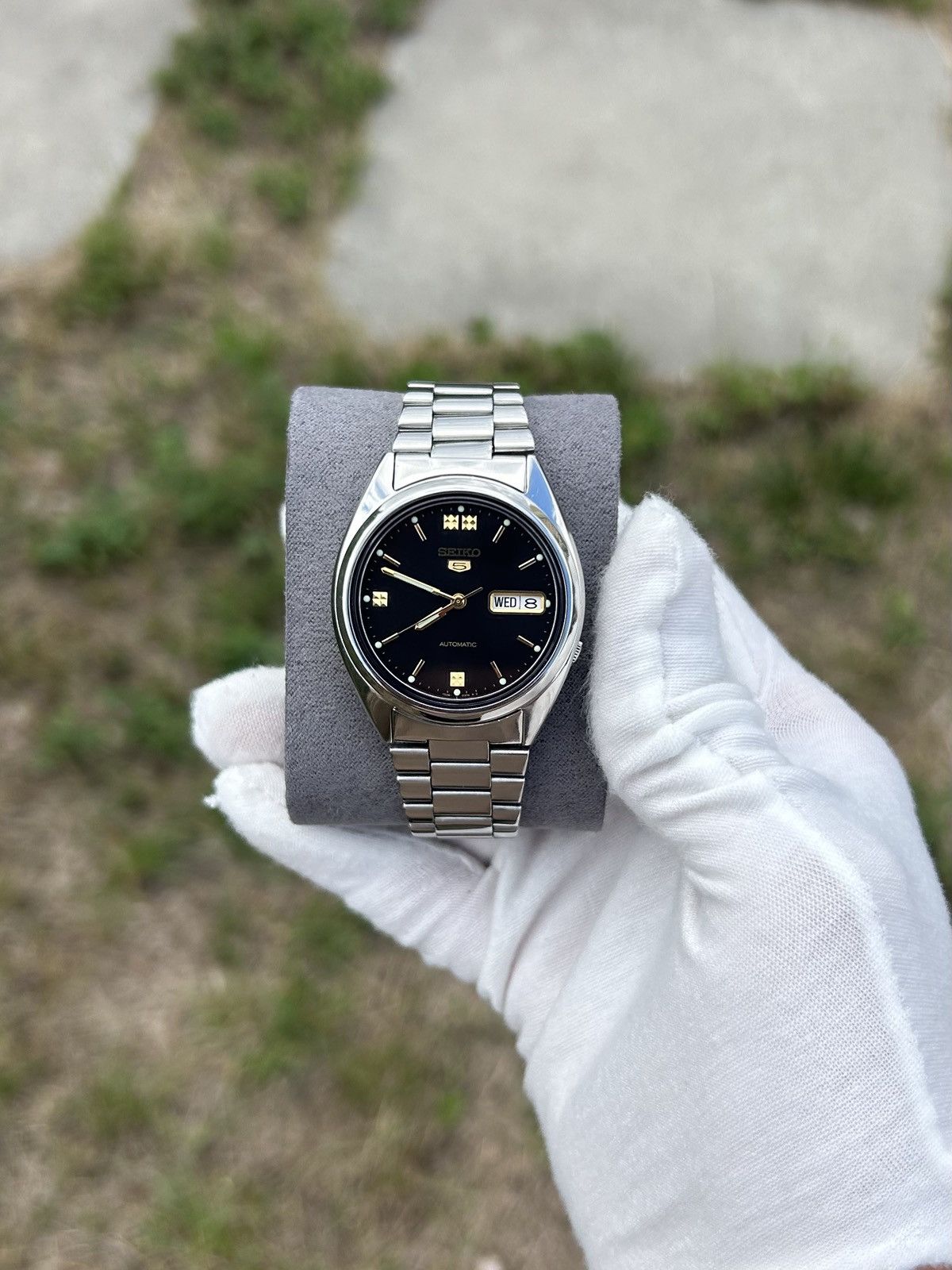Vintage Seiko 5 Watch Automatic Mechanical Japan Made 1990s in Black, Men's