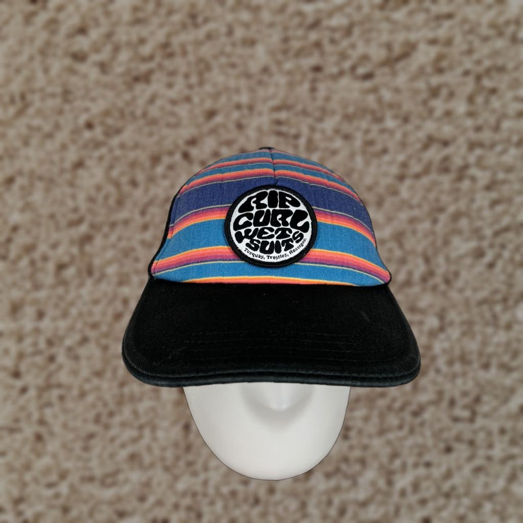 Rip Curl Rip Curl Hat Striped Blue Stripe Black Adult One Size Trucker Men Size 44L - 1 Thumbnail