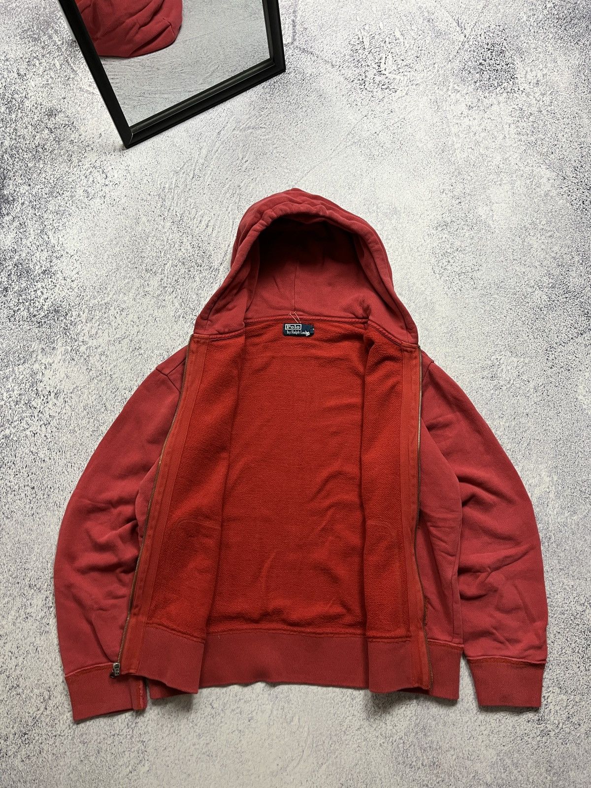Polo Ralph Lauren × Vintage Vintage Polo Ralph Lauren Zip Up Hoodie Faded Red Y2k 90’s Size US XL / EU 56 / 4 - 6 Thumbnail