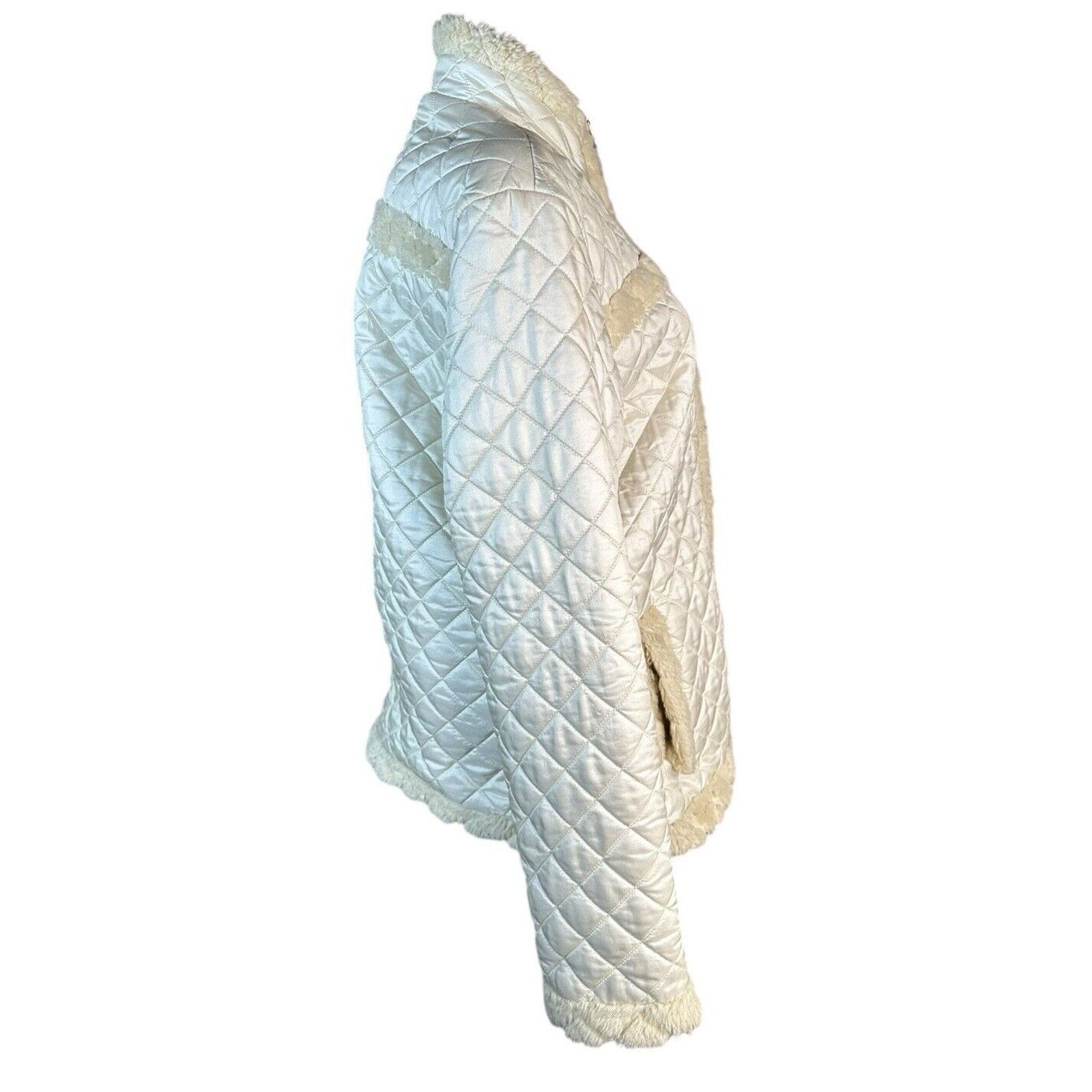 Athleta Athleta Womens Quilted Jacket Ivory Sherpa Faux Fur Trim XL Size XL / US 12-14 / IT 48-50 - 8 Thumbnail
