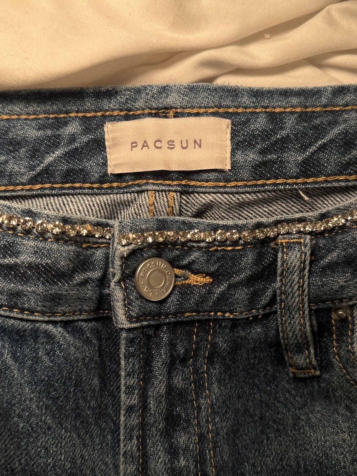 Pacsun PacSun Rhinestone Waistband 90s straight Jeans Size 26" / US 2 / IT 38 - 13 Thumbnail