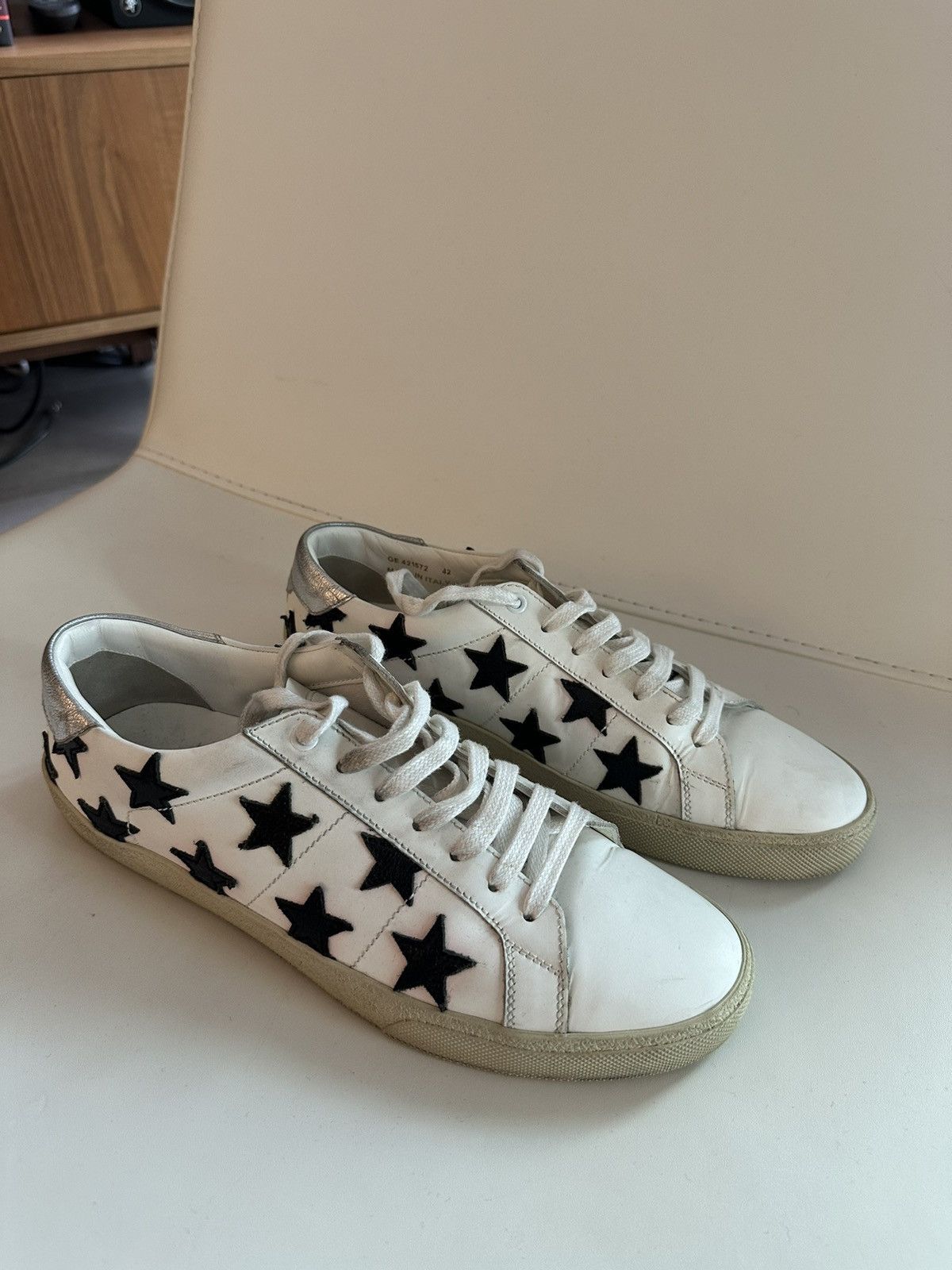 image of Saint Laurent Paris Saint Laurent Court Classic Sneakers in White, Men's (Size 9)
