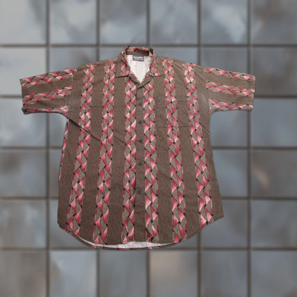 Vintage VINTAGE Triumph California Shirt Mens M Brown Red Argyle Diamond Rockabilly 90s Size US M / EU 48-50 / 2 - 1 Thumbnail