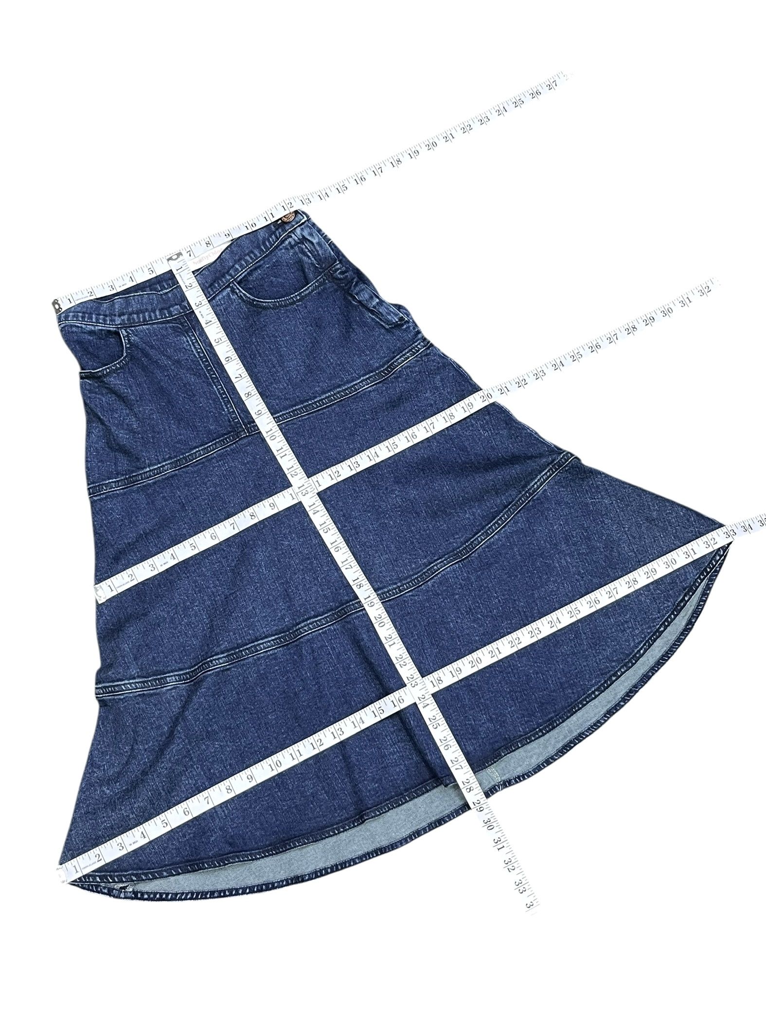 See by Chloe See By Chloé Vintage Italy Stretch Denim Flare Skirt 25" Size 25" / US 0 / IT 36 - 10 Thumbnail