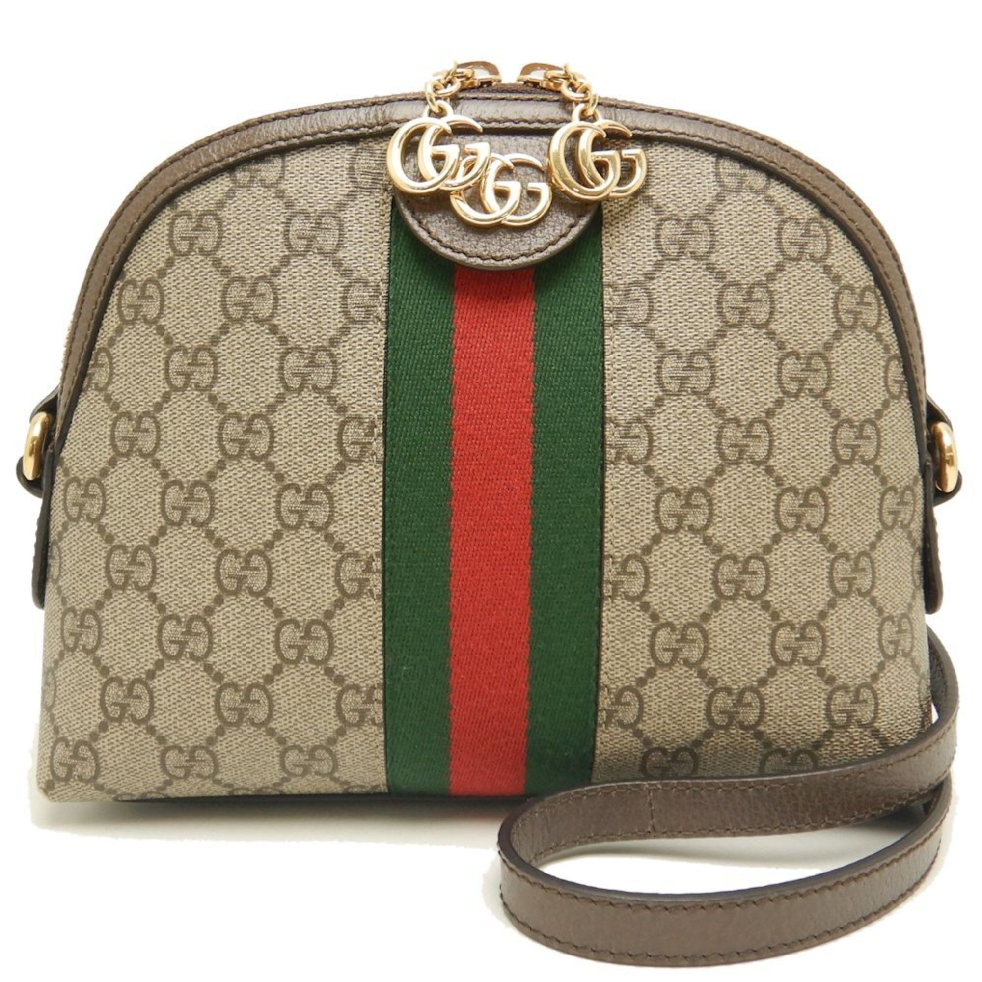 Gucci Ophidia Small Shoulder Bag 499621 GG Supreme Coated Canvas Beige Ebony 252739, Women's