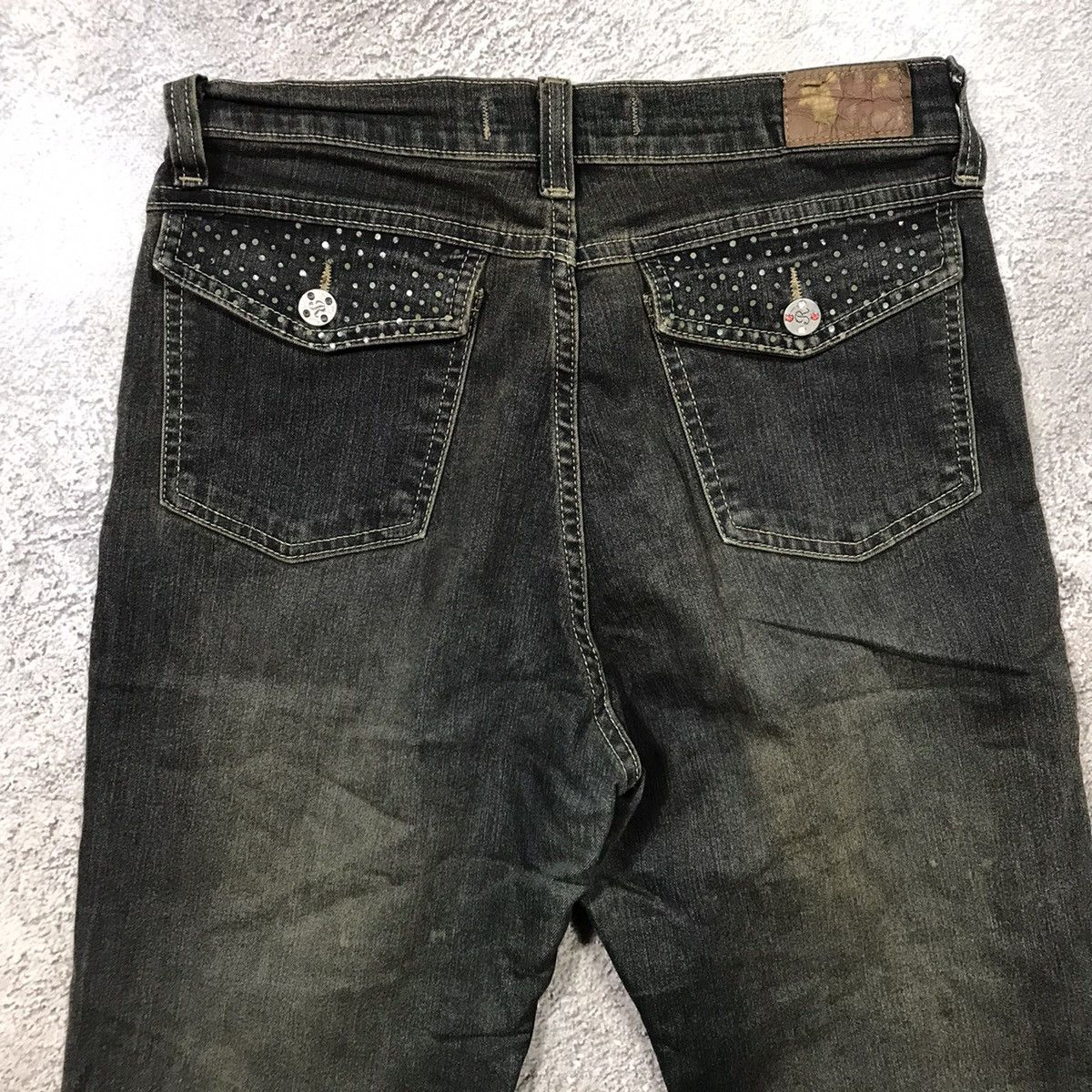 Vintage Vintage 90s Distressed Flared Jeans Low Rise Grunge Y2K 31 Size 31" - 6 Thumbnail