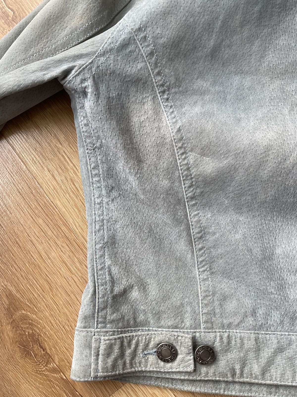 Vintage REAL RABBIT FUR Archive Baby Blue Suede Leather Jacket Y2K Size S / US 4 / IT 40 - 23 Thumbnail