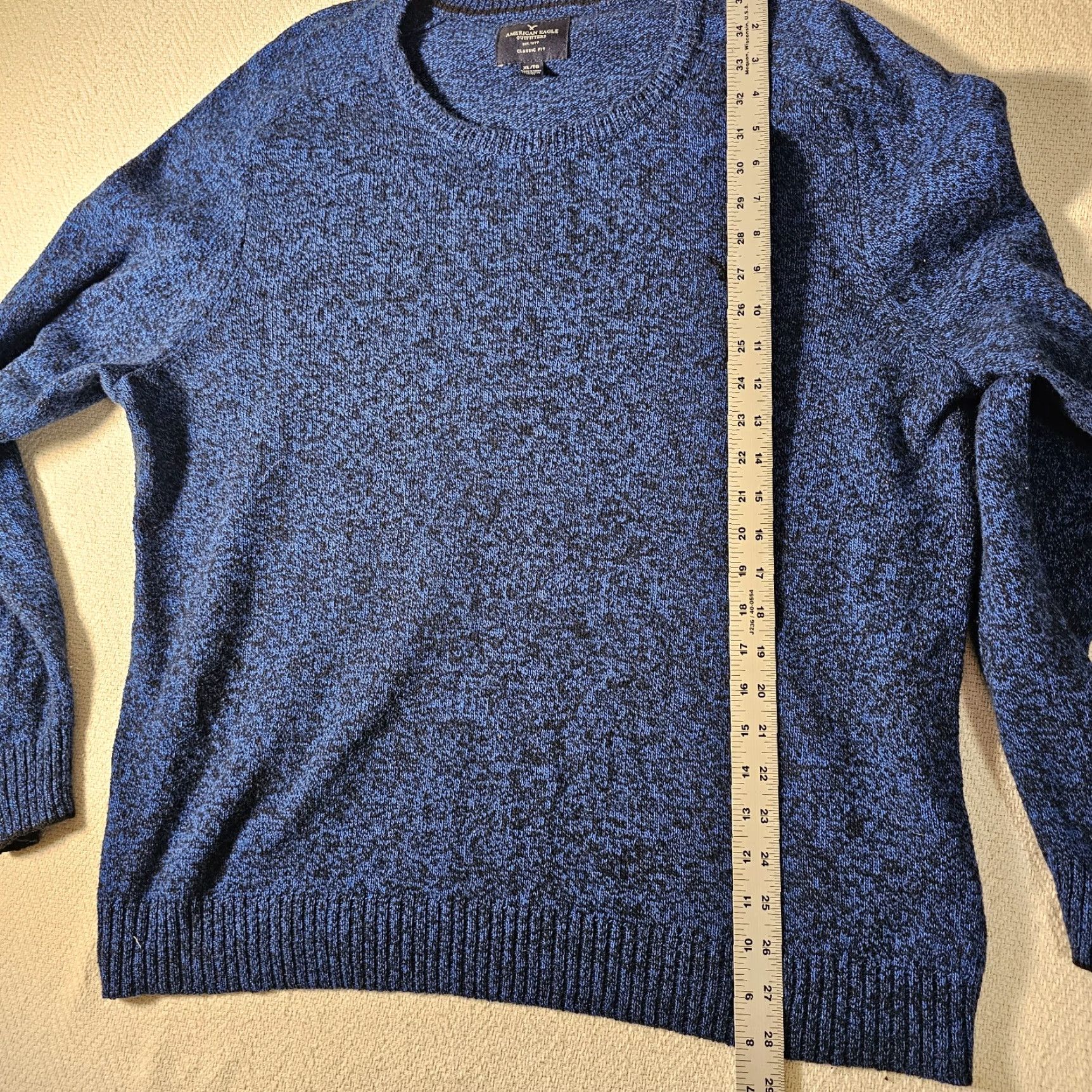 American Eagle Outfitters American Eagle Outfitters Sweater Men XL Classic Fit Crew Neck Wool Blend Blue Black Marled Knit Pullover All Seasons Baggy? (Oops) Size US XL / EU 56 / 4 - 4 Thumbnail
