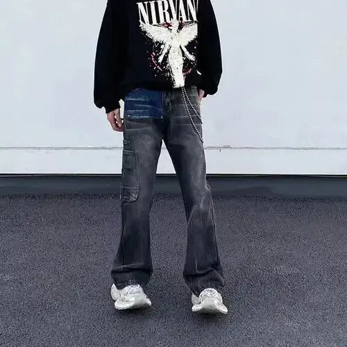Japanese Brand × Jean Retro high street hip hop draped workwear bootcut jeans Size US 32 / EU 48 - 3 Thumbnail