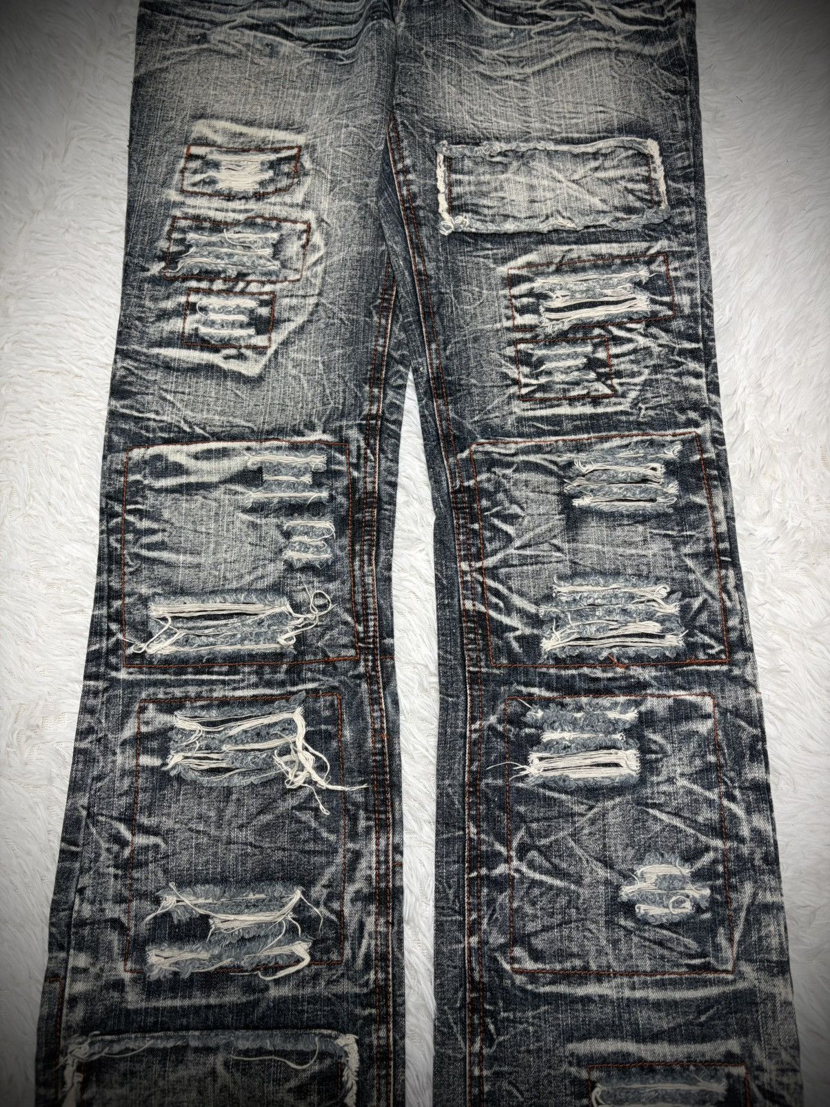 Kapital Rare Acidwash Lowbox boro patch distressed jeans Size US 32 / EU 48 - 3 Thumbnail