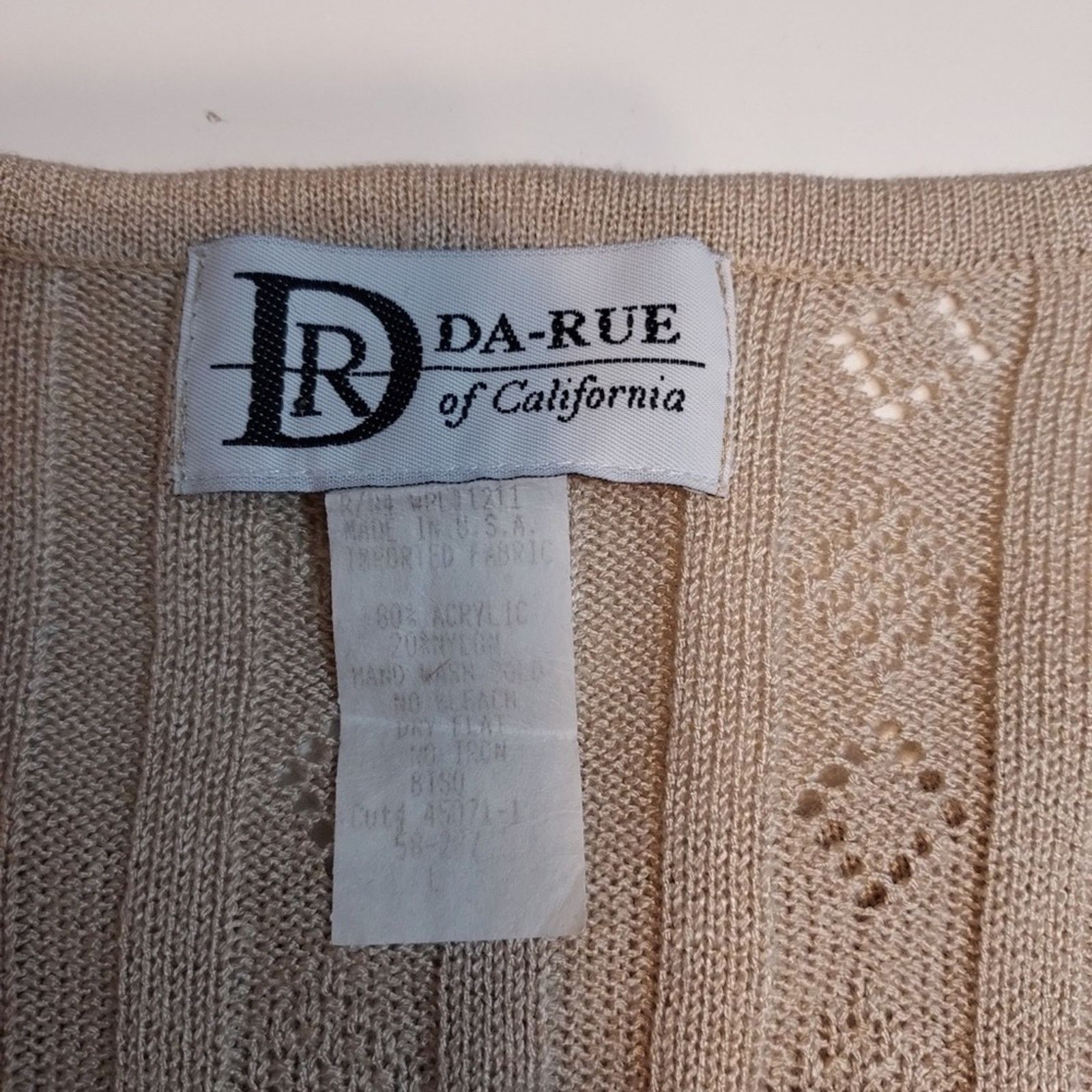 Other Da-Rue of California Tan Knit Scalloped Edge Blouse Tee Top Size L / US 10 / IT 46 - 5 Thumbnail
