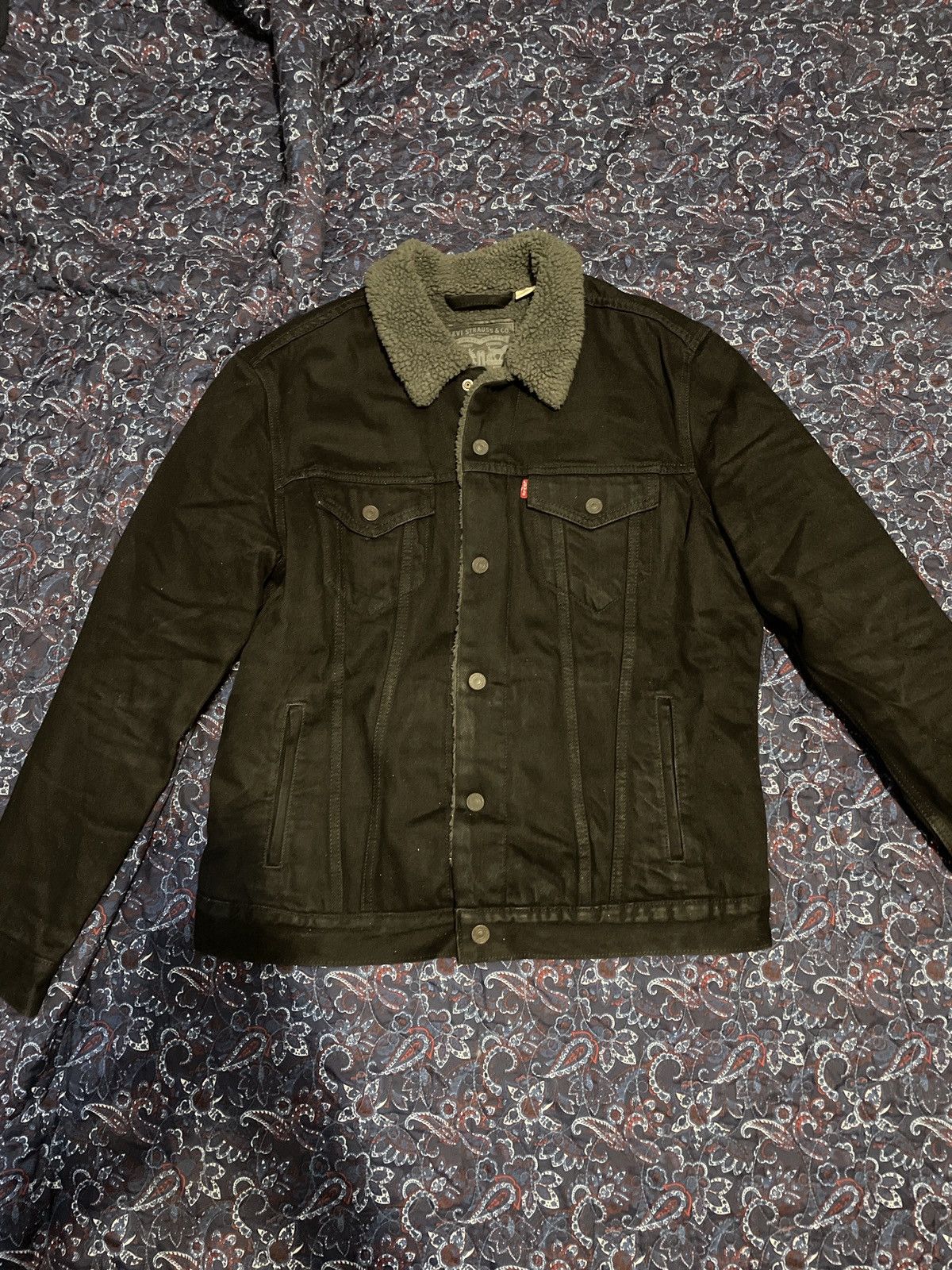 Levi's Levi’s Sherpa Lined Black Denim Jacket Size US L / EU 52-54 / 3 - 1 Thumbnail