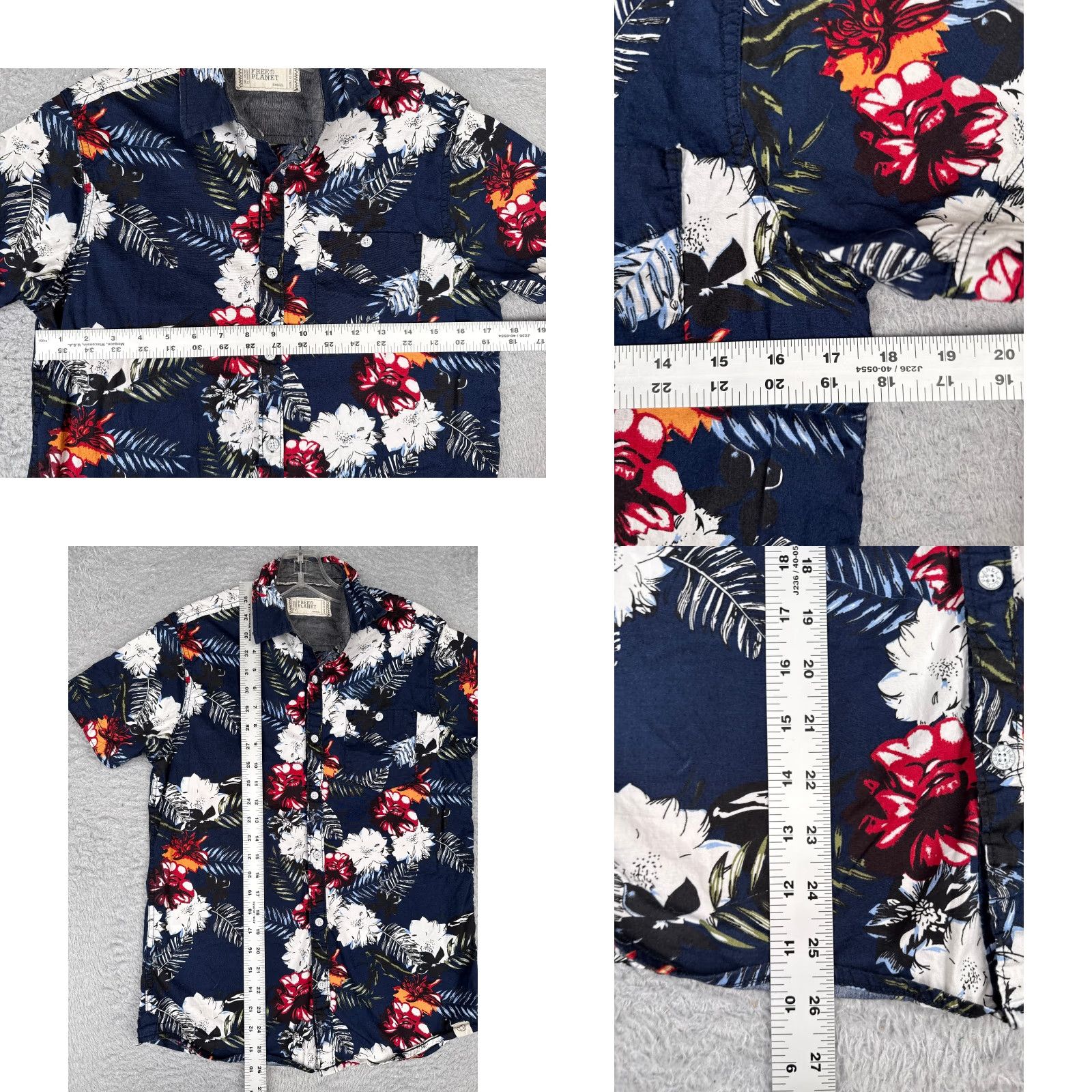 Vintage VINTAGE Free Planet Shirt Men Small Blue White Floral Button Up Cotton Blend Hawaiian Size US S / EU 44-46 / 1 - 8 Thumbnail
