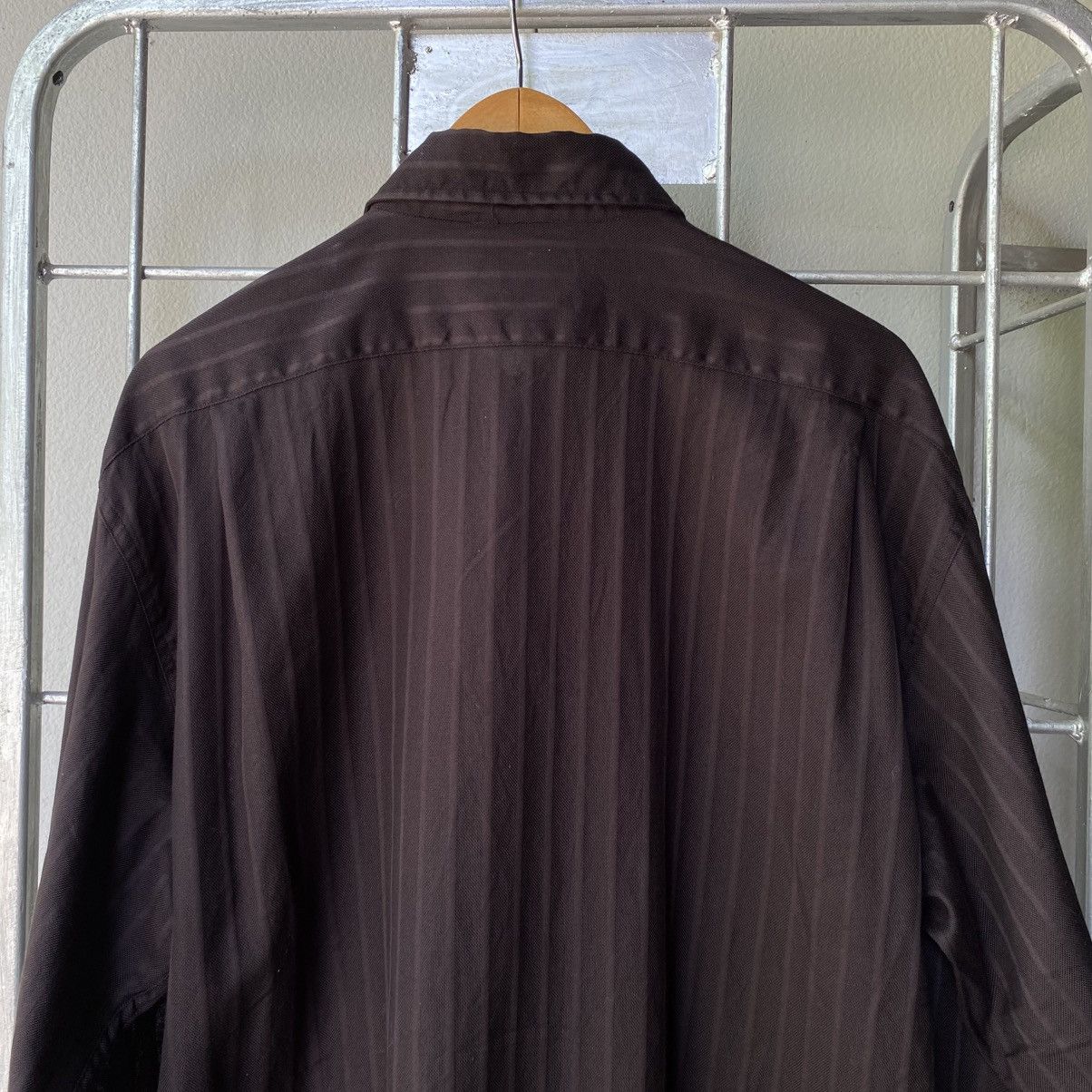 Paul Smith Paul Smith Dark Brown Half-Placket Pinstripe Shirt Size L / US 10 / IT 46 - 8 Thumbnail