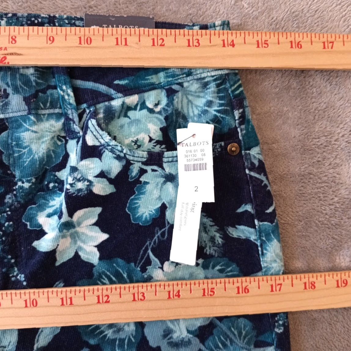 Talbots Talbots Corduroy Jegging Pants Womens Size 2 Blue Floral Skinny Stretch New Size 26" / US 2 / IT 38 - 3 Thumbnail
