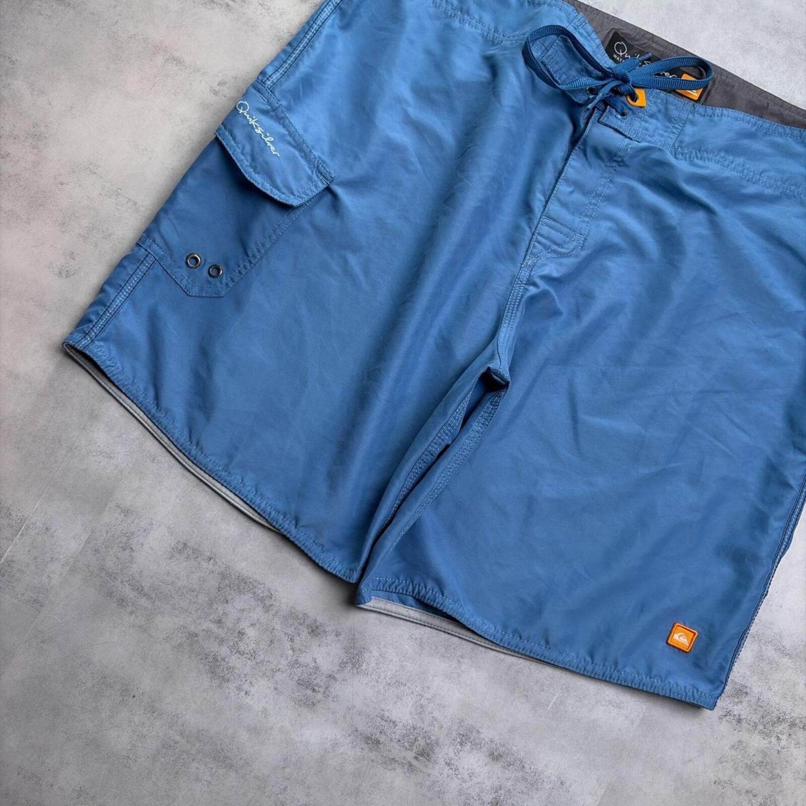 Quiksilver Y2K Light Blue Quiksilver Surf Grunge Baggy Board Shorts Size US 33 - 4 Thumbnail