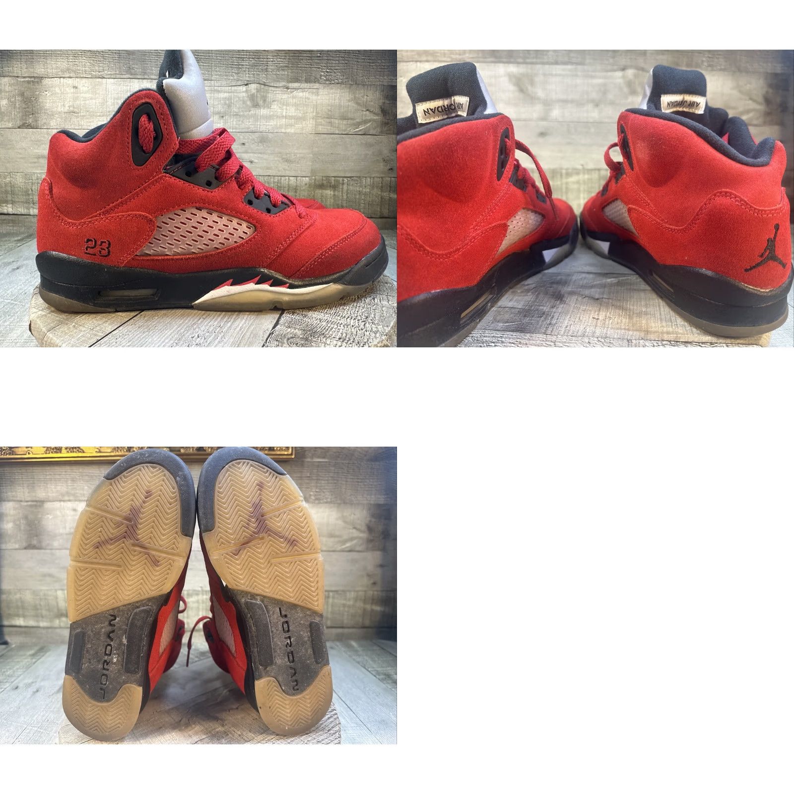 Jordan Brand Pre-Owned Nike Air Jordan 5 Retro Raging Bull Sneakers High Top Red 6Y Mens Jordans Retro 2020 Size US 6 / EU 39 - 8 Thumbnail