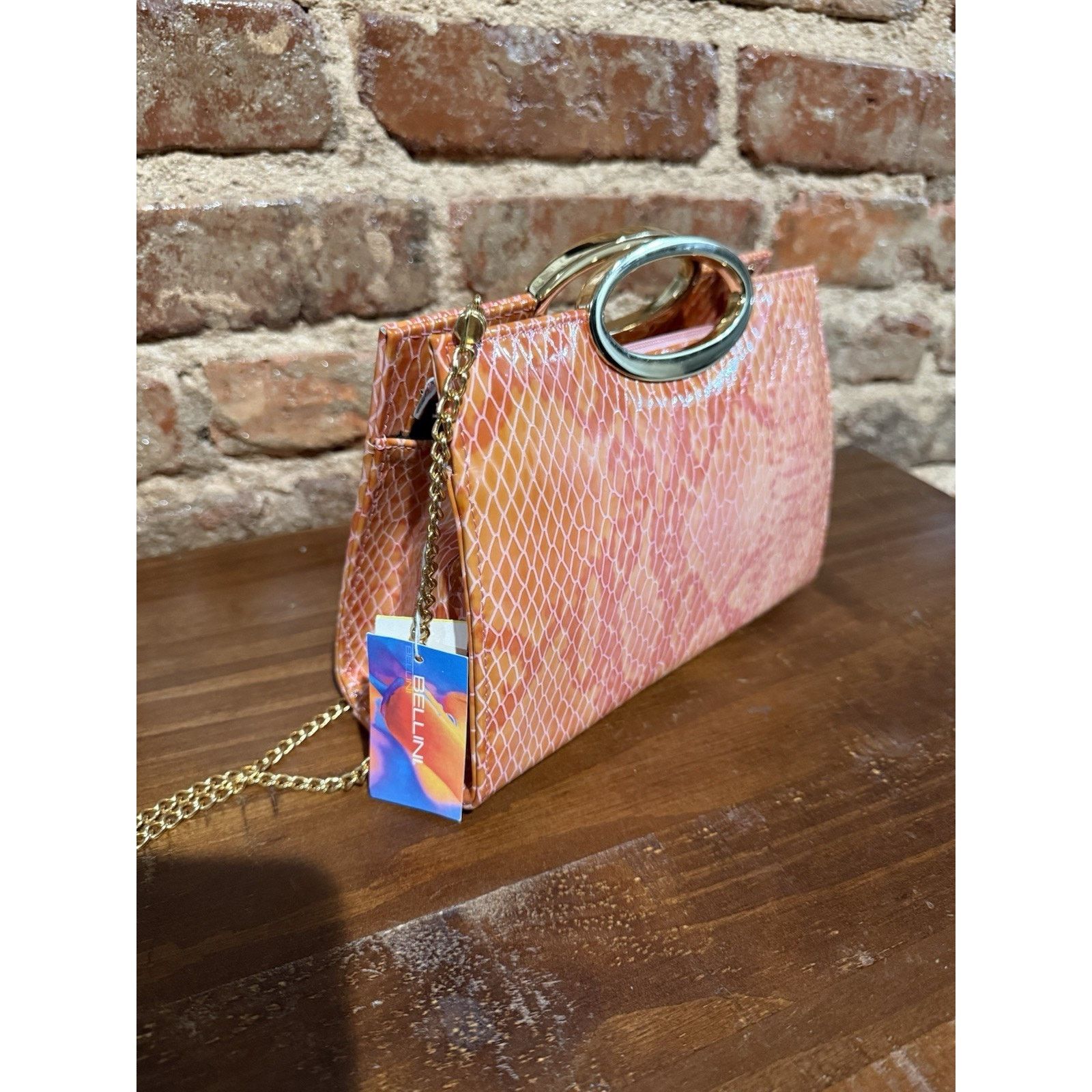 Other Bellini Pink Melon Snakeskin Pattern Handbag NWT Y2K Size ONE SIZE - 2 Thumbnail