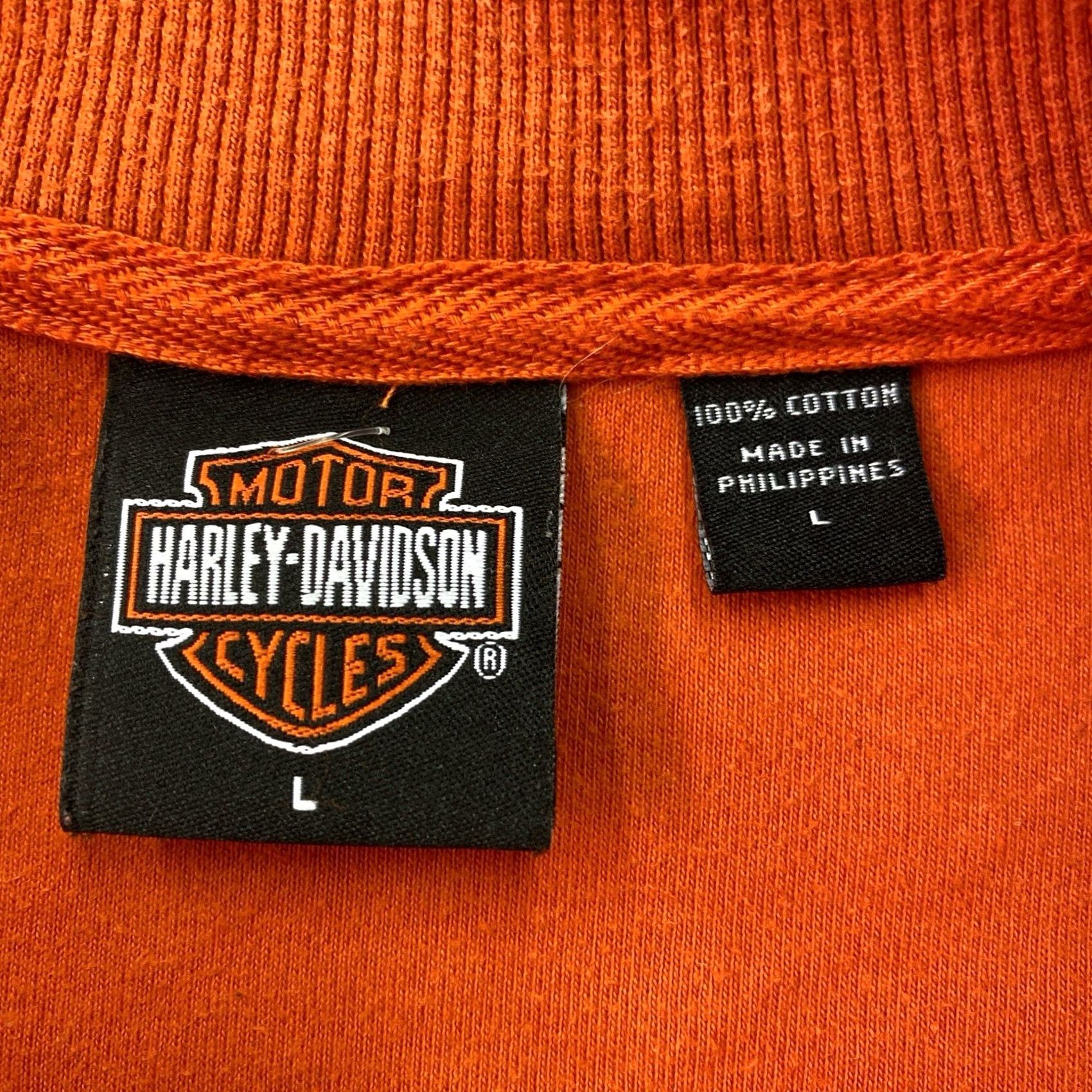 Harley Davidson VINTAGE Harley-Davidson 1/4-Zip Orange Sweatshirt Size L Regular Mens Pullover Knit Sweatshirt with Embroidered Logo Orange Size US L / EU 52-54 / 3 - 3 Thumbnail