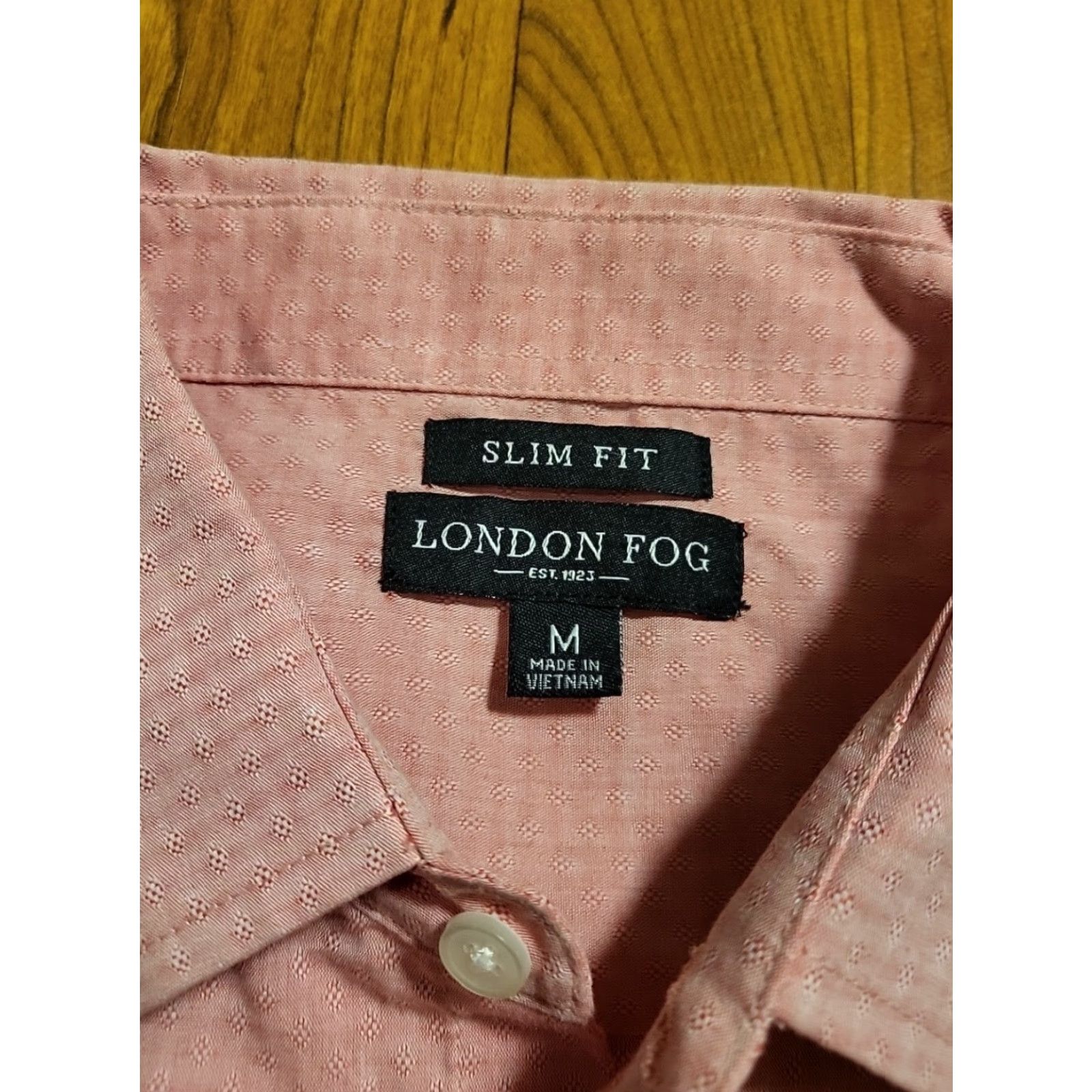 London Fog London Fog Button-Up Shirt Pink Slimfit Short Sleeve Pocket Mens M Cotton Blend Blnd Brand New Size US M / EU 48-50 / 2 - 3 Thumbnail