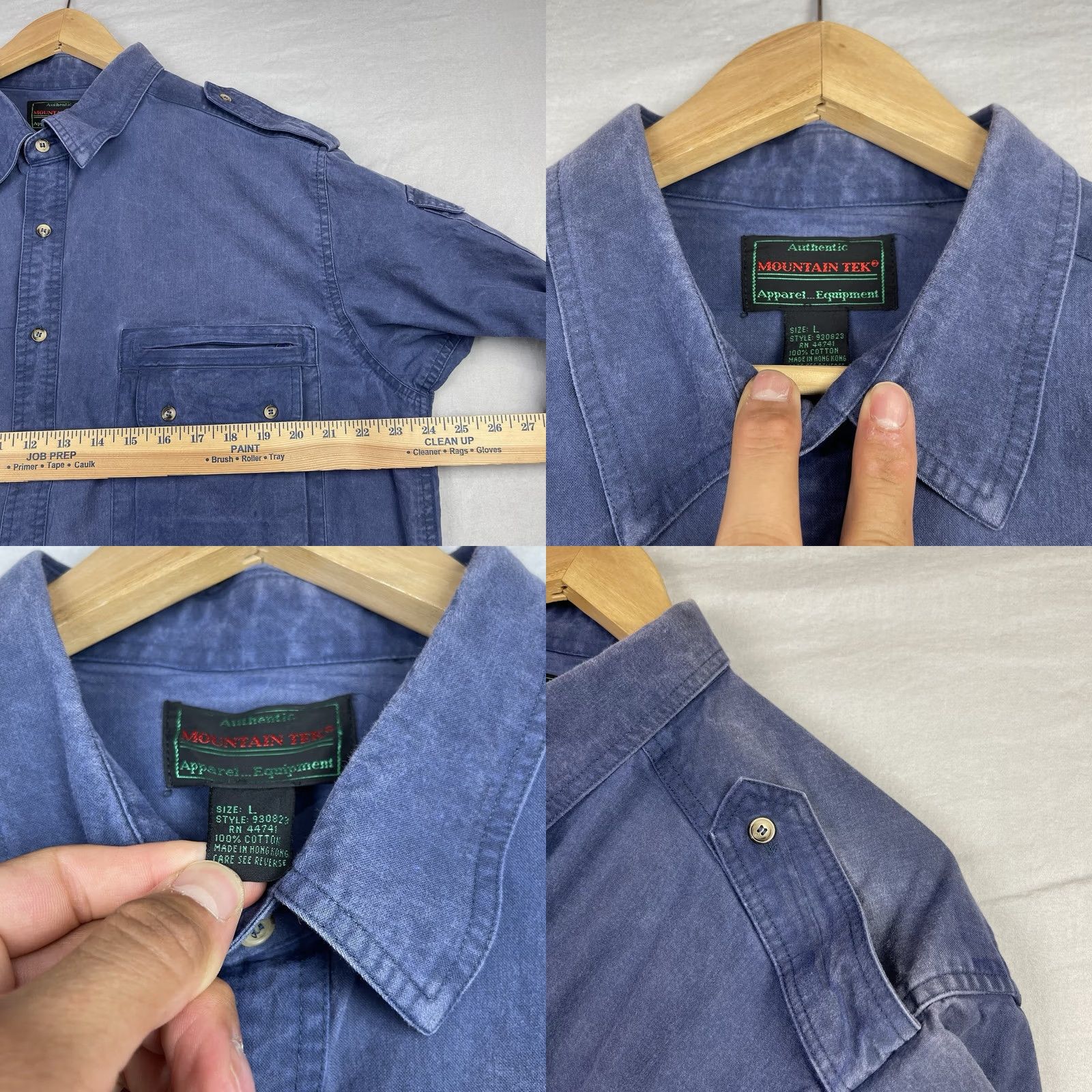 Epaulet VINTAGE Mountain Tek Shirt Mens Large Safari Outdoor Epaulet Heavyweight Hiking Shirt Size US L / EU 52-54 / 3 - 8 Thumbnail