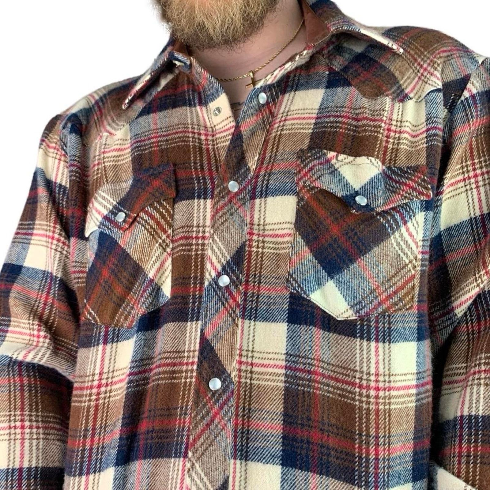 Vintage Vintage 90s Western Pearl Snap Flannel Button Up Shirt Size US XL / EU 56 / 4 - 2 Thumbnail