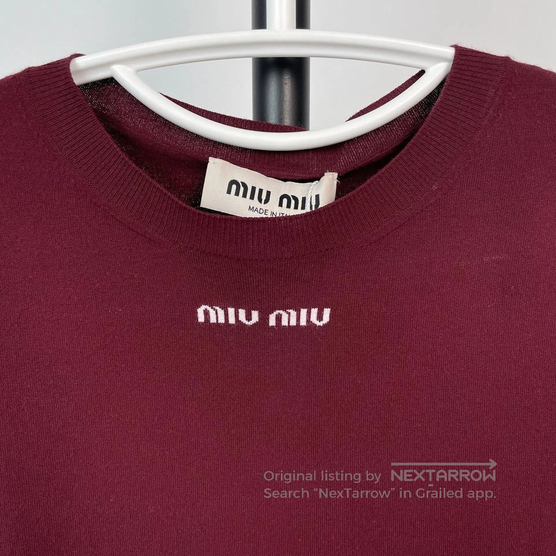 Miu Miu Miumiu Red Round-Neck Short-Sleeve Knit Top. Size S / US 4 / IT 40 - 3 Thumbnail