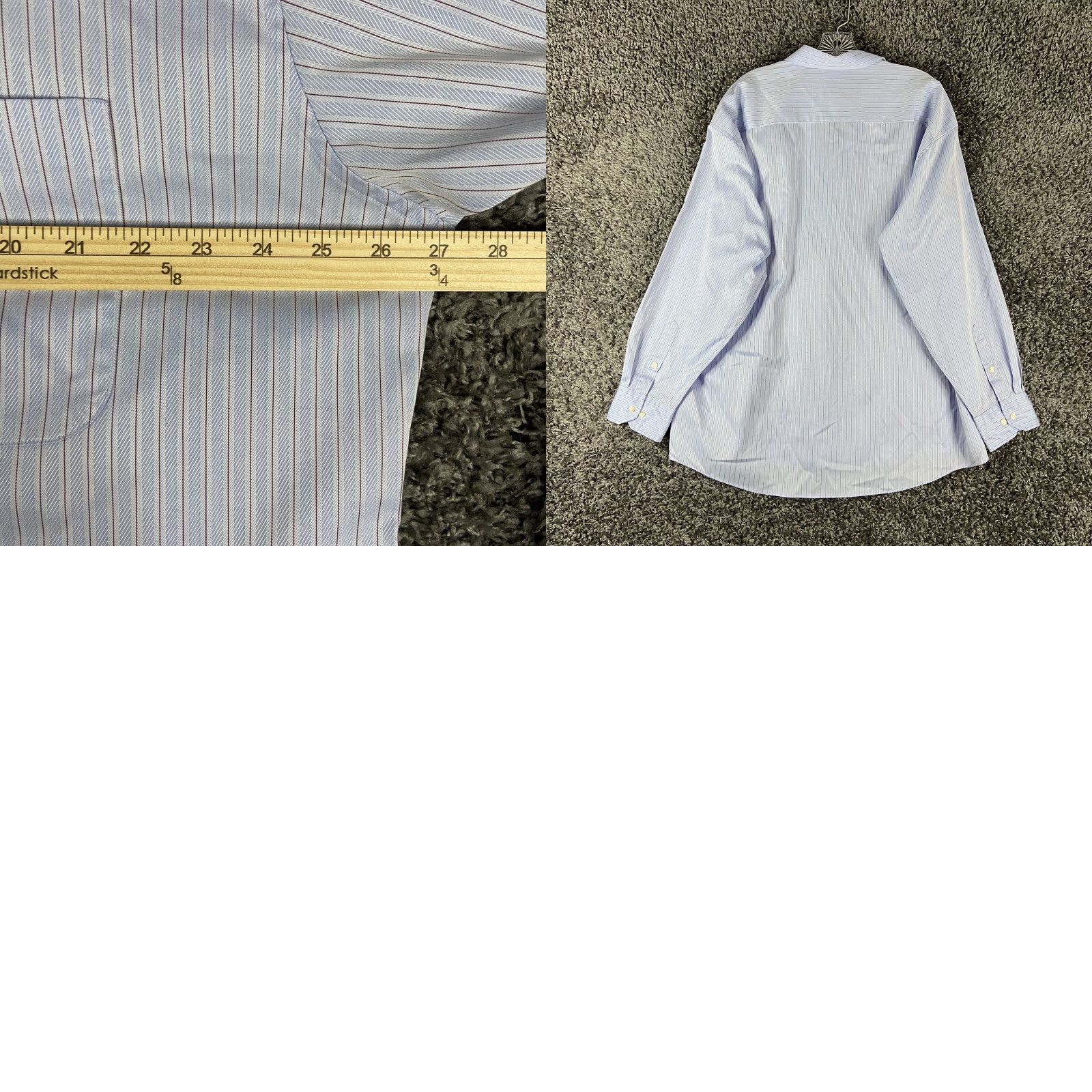 Tasso Elba TASO ELBA Blue Striped Dress Shirt Long Sleeve Men’s XL 17.5 34/35 Size 46R - 8 Thumbnail
