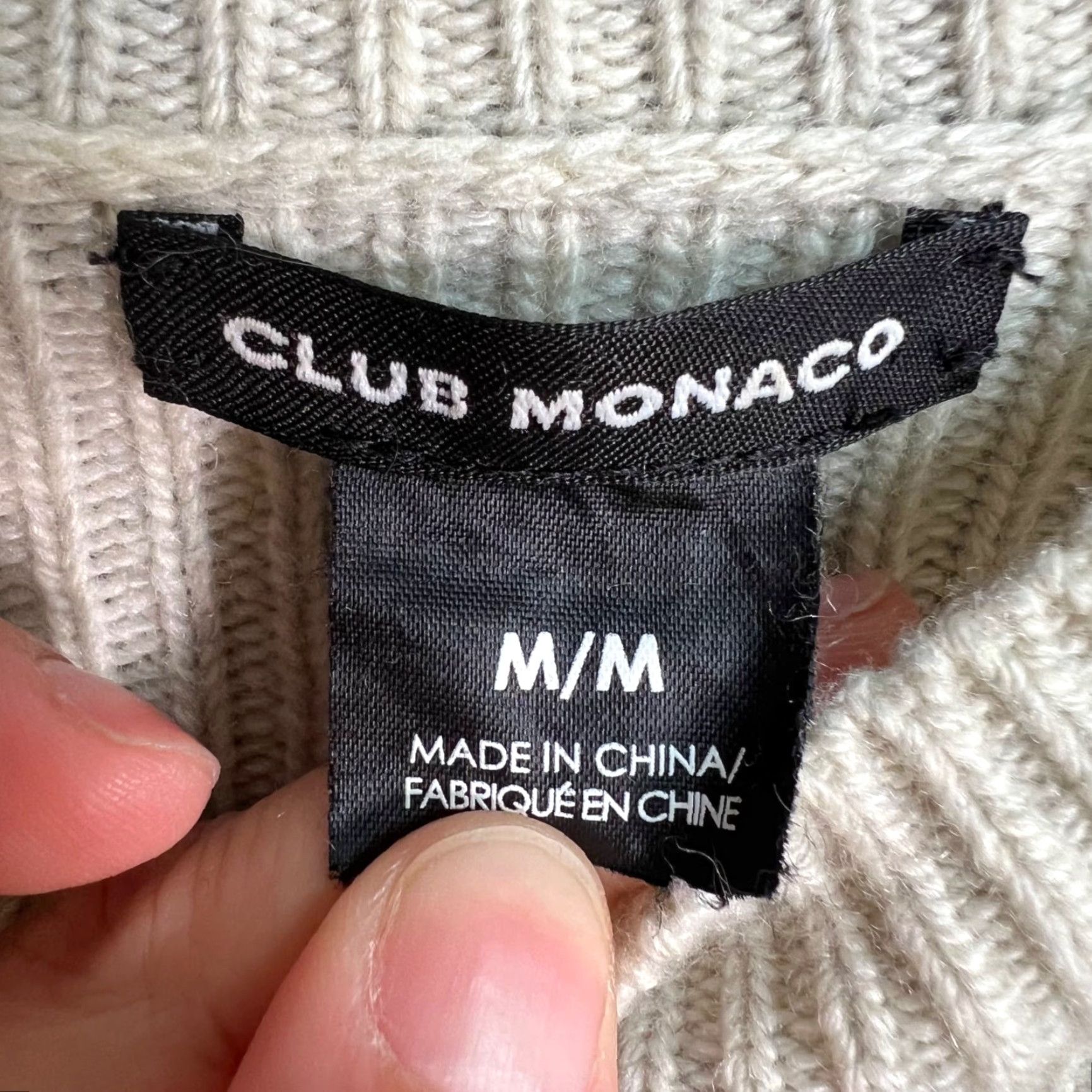 Club Monaco VINTAGE Club Monaco Sweater Womens Medium Beige Cable Knit Crew Neck Long Sleeve Wool Blend Size M / US 6-8 / IT 42-44 - 3 Thumbnail