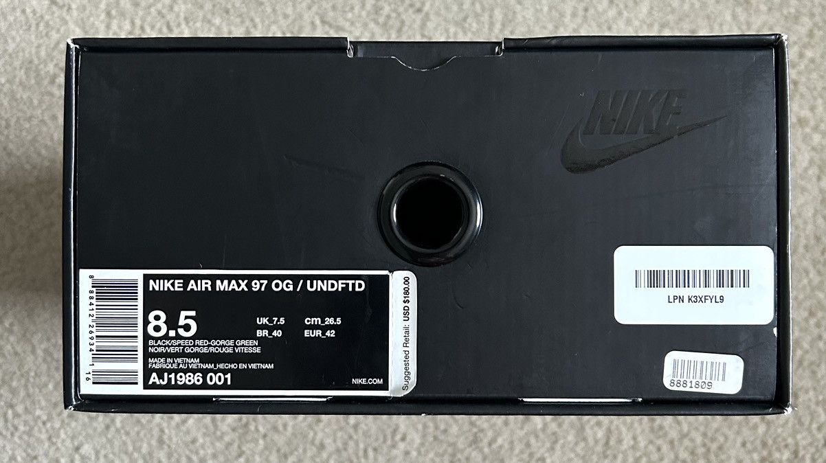 Nike × Undefeated Undefeated x Nike Air Max 97 OG “Black” Size US 8.5 / EU 41-42 - 9 Thumbnail