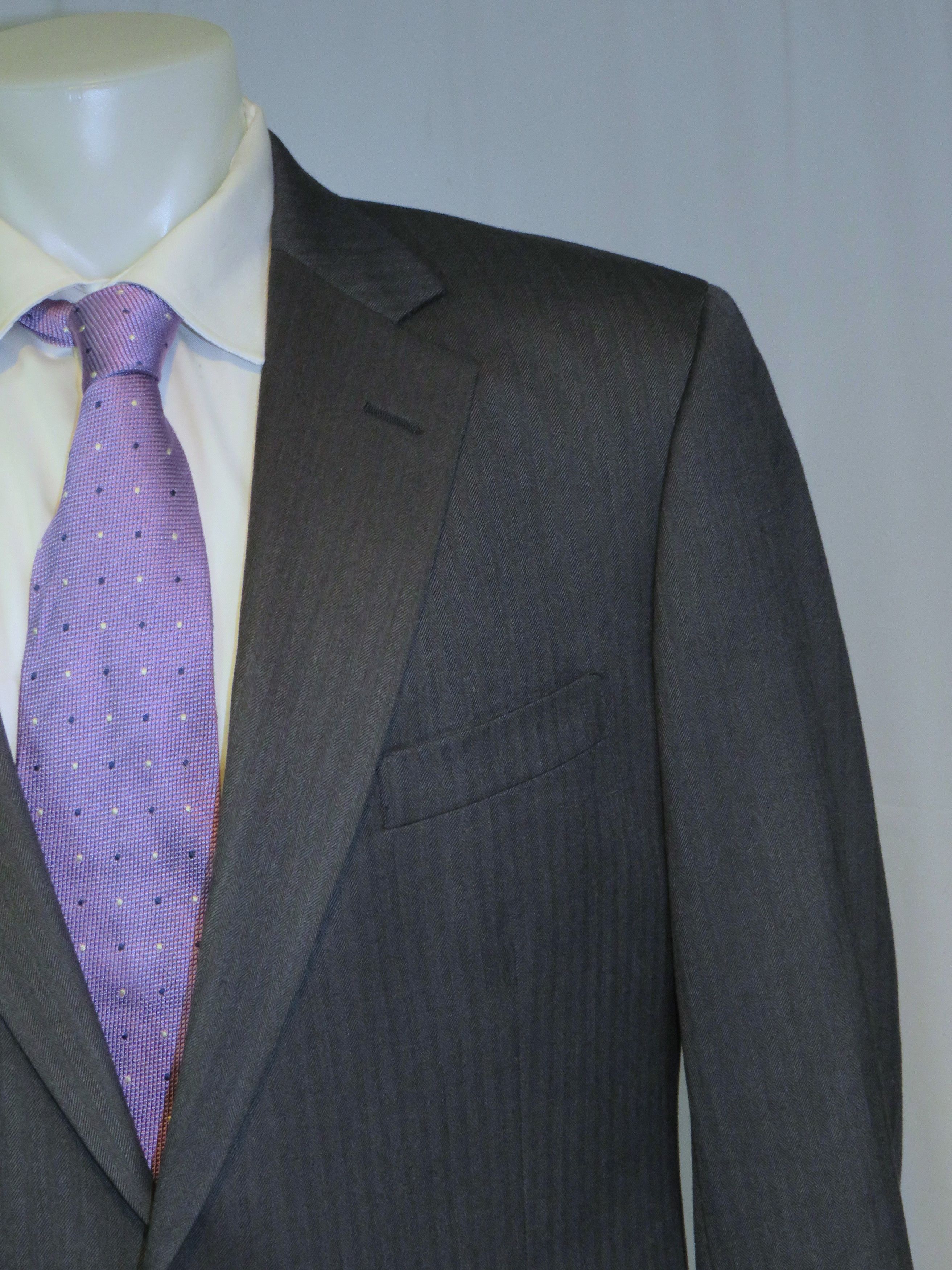 Brooks Brothers 1818 Madison Saxxon Gray Herringbone Two Button Suit 46XL Size 46L - 5 Thumbnail