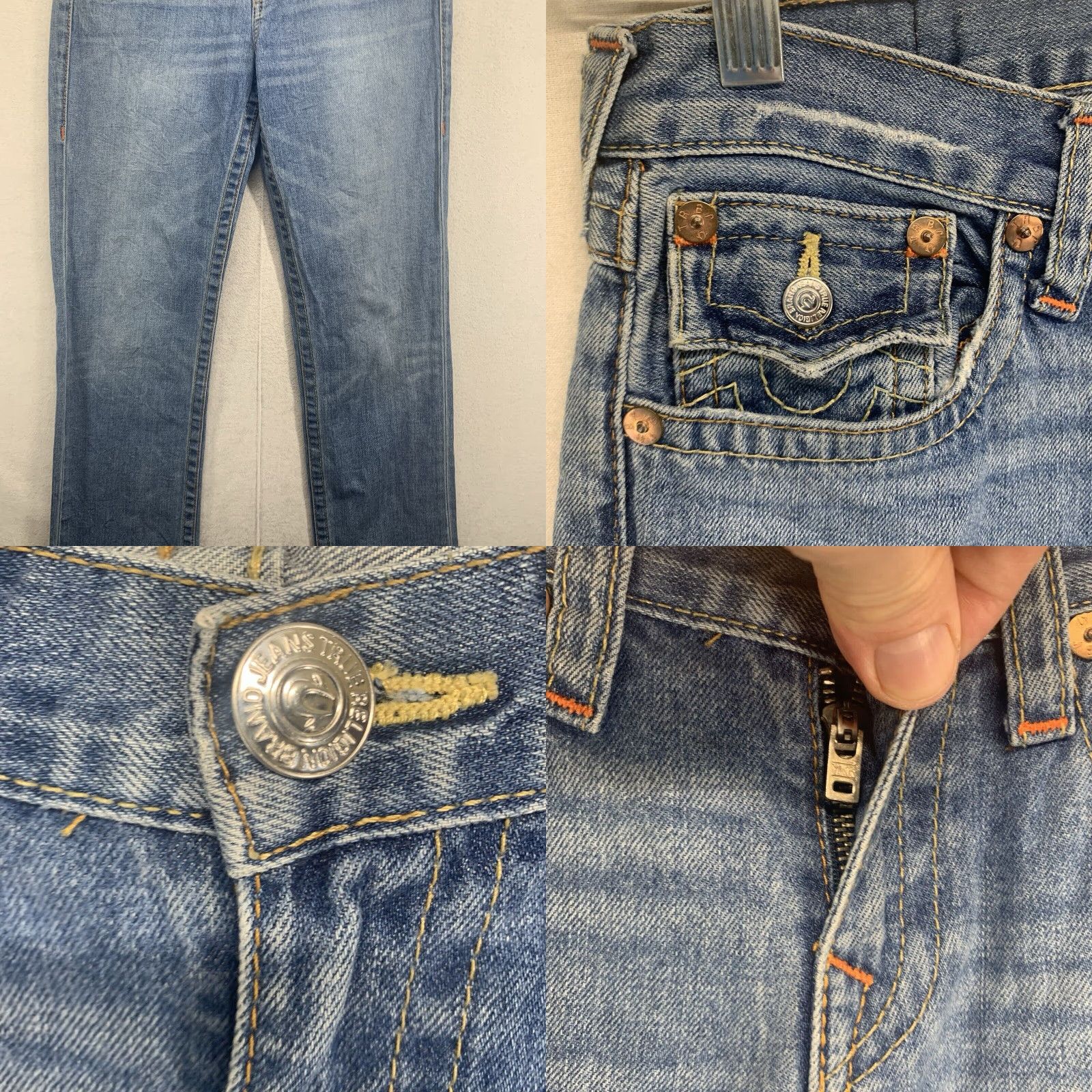 True Religion VINTAGE True Religion Jeans Women's 14 Light Blue Denim Straight Leg Flap Pockets 29x31 90s Womens Size 36" / US 14 / IT 50 - 8 Thumbnail